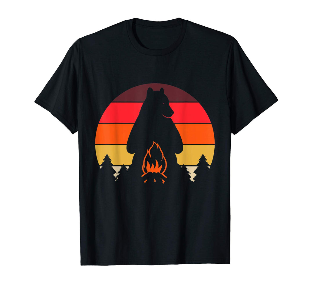 Bear Campfire Camp Sunset Camping T-Shirt - Fun Novelty Design for Adults - T-Shirt, Sweatshirt, Hoodie