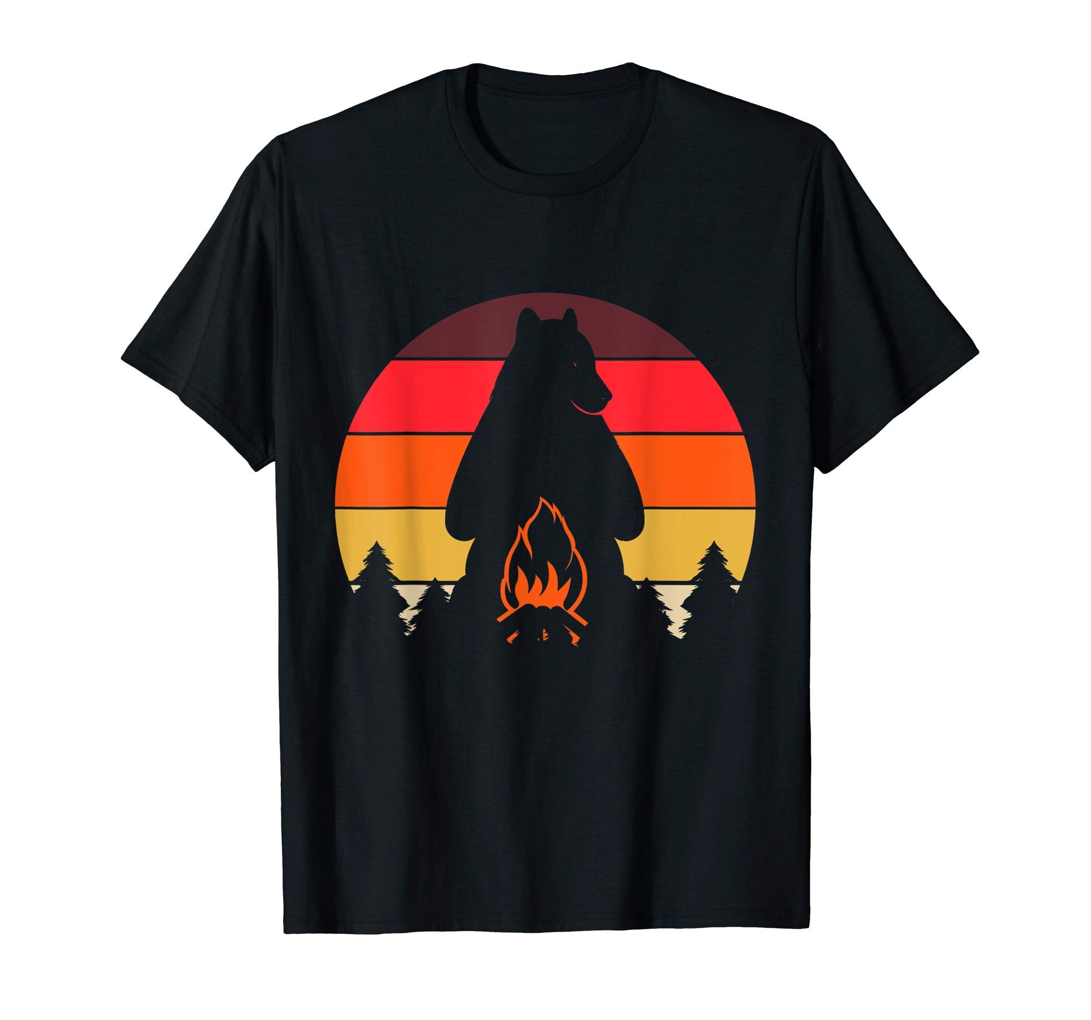 Bear Campfire Camp Sunset Camping T-Shirt - Fun Novelty Design for Adults - T-Shirt, Sweatshirt, Hoodie
