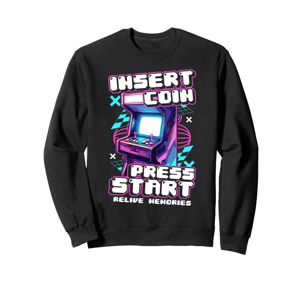 Arcade Machine Insert Coin Press Sweatshirt - Custom Art Print for Adults - T-Shirt, Sweatshirt, Hoodie