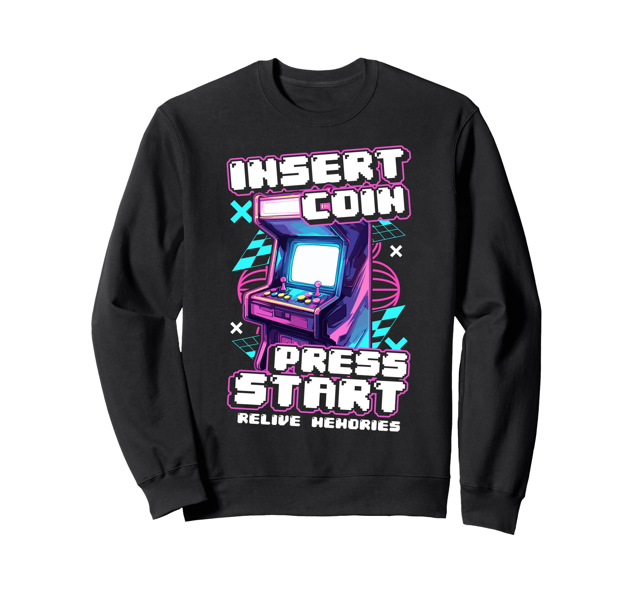 Arcade Machine Insert Coin Press Sweatshirt - Custom Art Print for Adults - T-Shirt, Sweatshirt, Hoodie