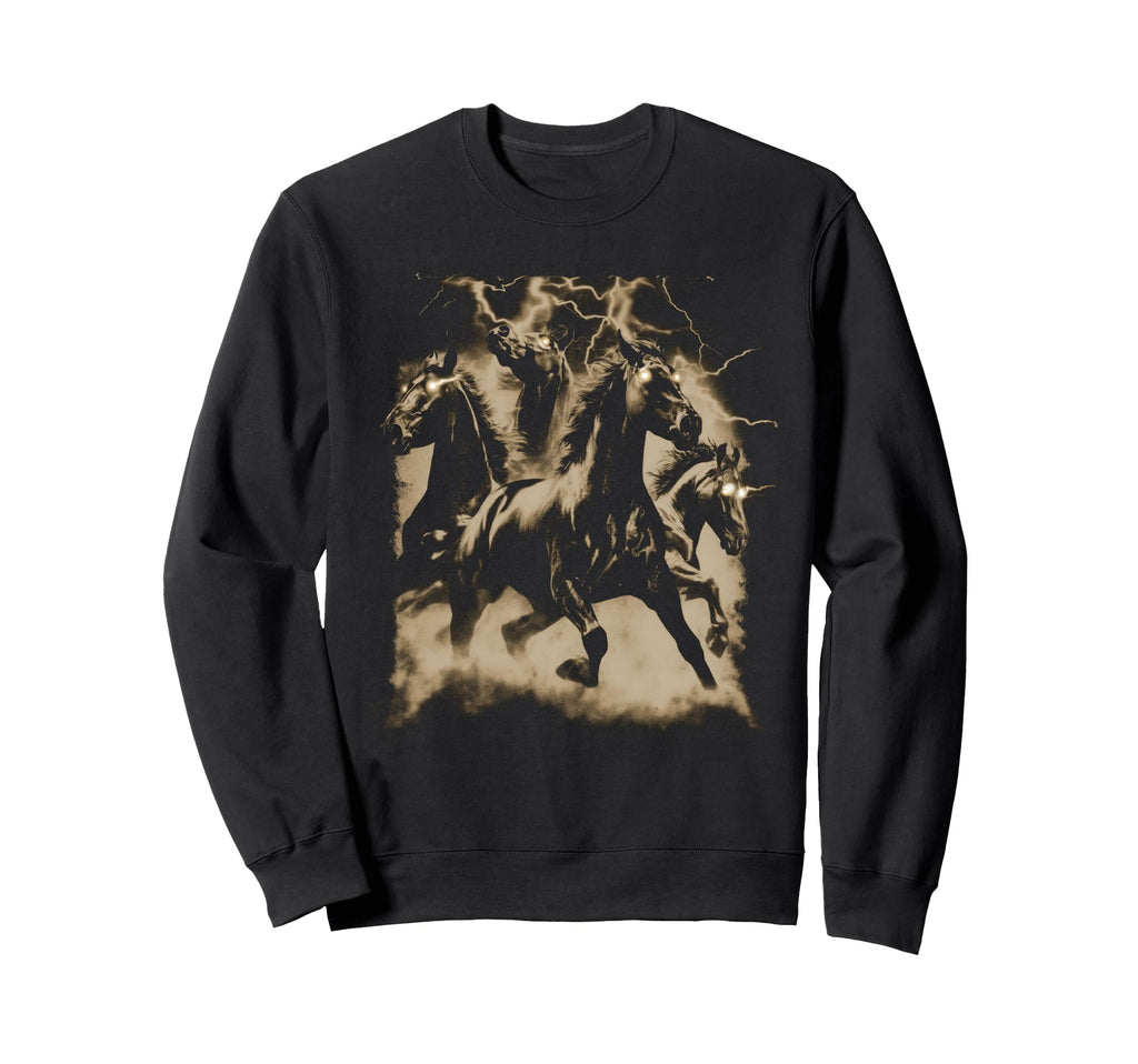 Horse Lightning 80S 90S Western Grunge Sweatshirt - Graphic Print Men Women - T-Shirt, Sweatshirt, Hoodie