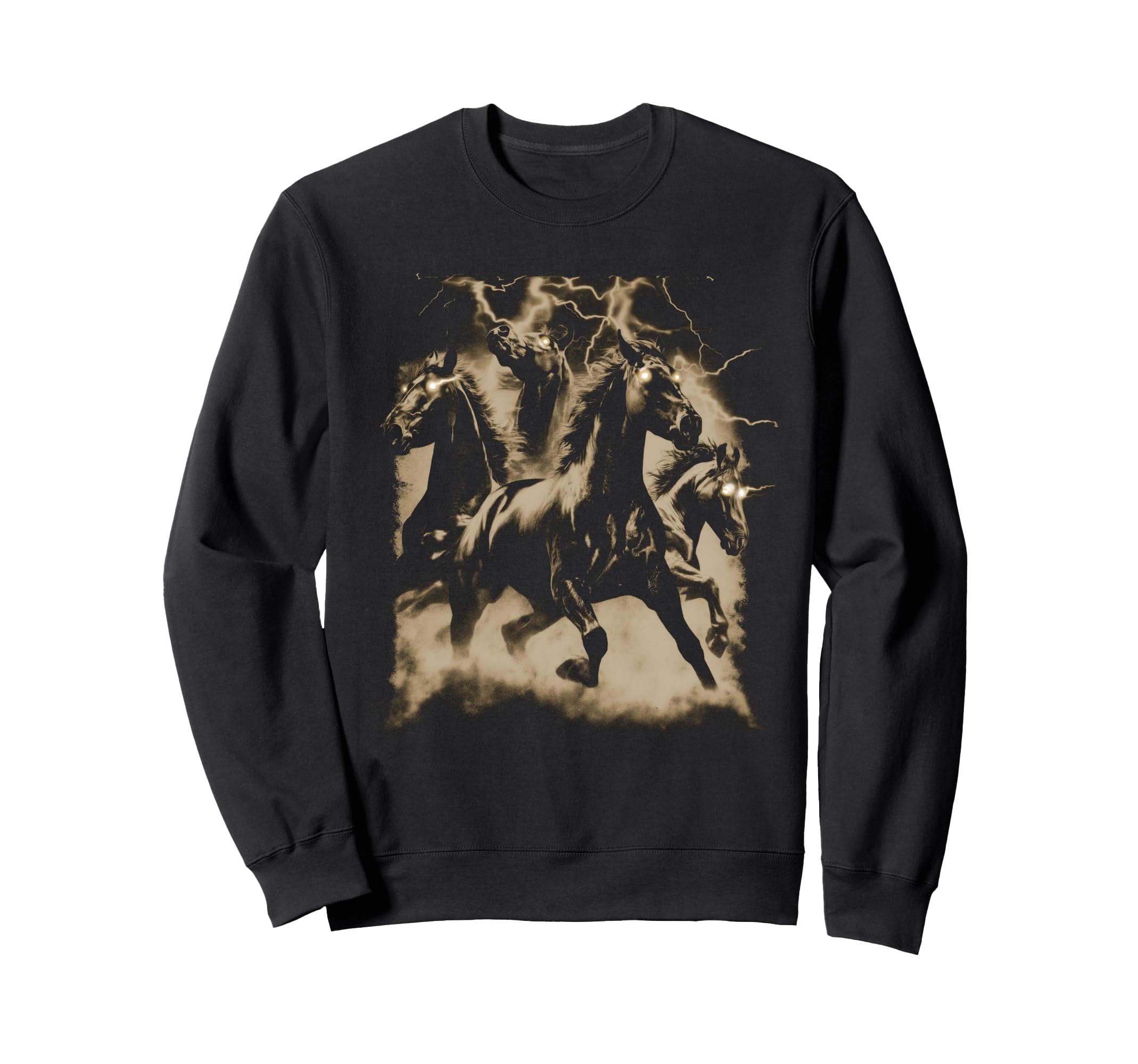 Horse Lightning 80S 90S Western Grunge Sweatshirt - Graphic Print Men Women - T-Shirt, Sweatshirt, Hoodie