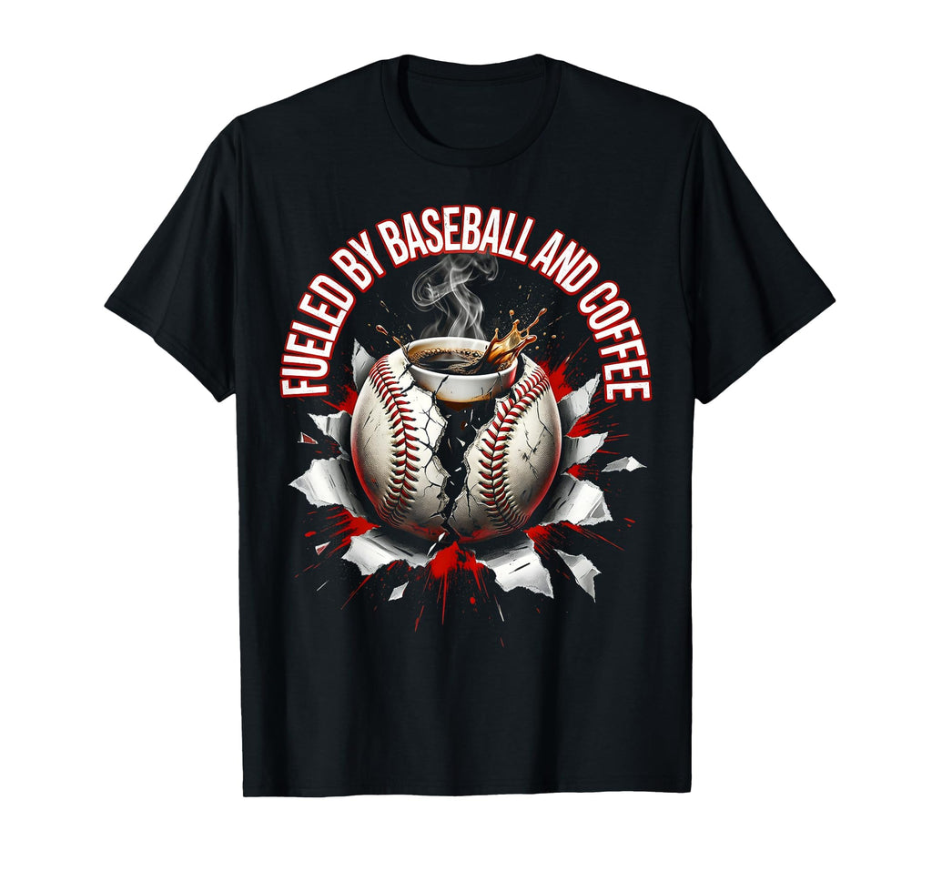 Fueled Baseball And Coffee Mom T-Shirt - Novelty Apparel for Adults - T-Shirt, Sweatshirt, Hoodie