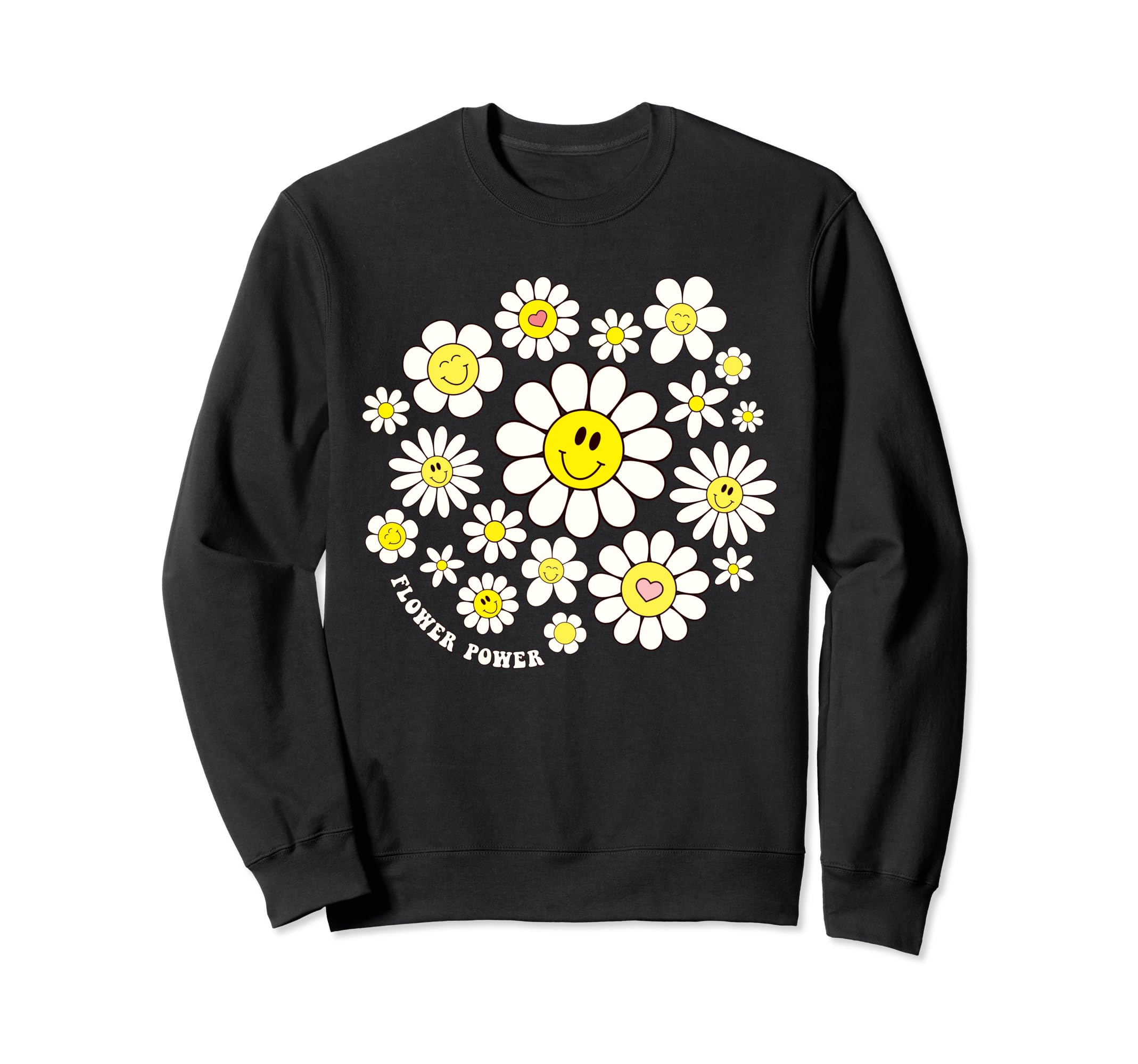 Flower Power Smile Face Flower Happy Sweatshirt - Graphic Print for Adults - T-Shirt, Sweatshirt, Hoodie