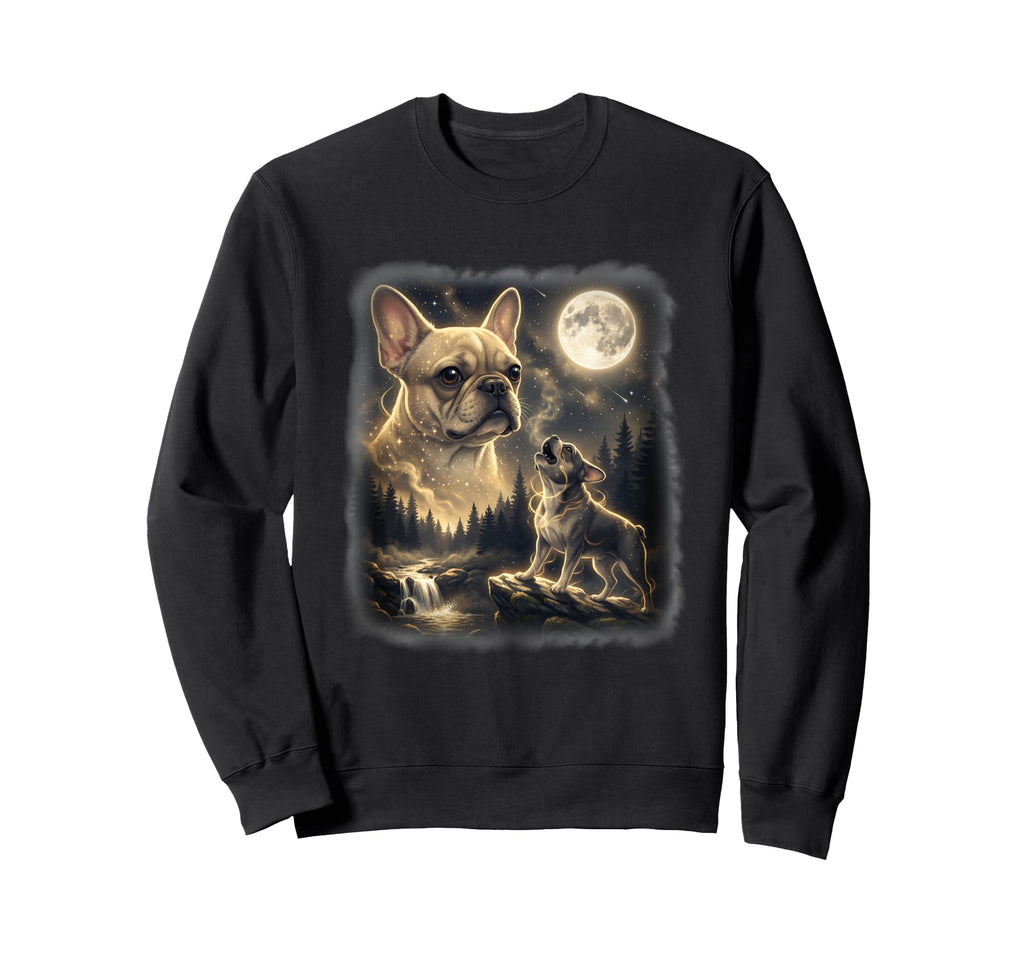 French Bulldog Howling To Moon 90S Sweatshirt - Aesthetic Graphic Men Women - T-Shirt, Sweatshirt, Hoodie