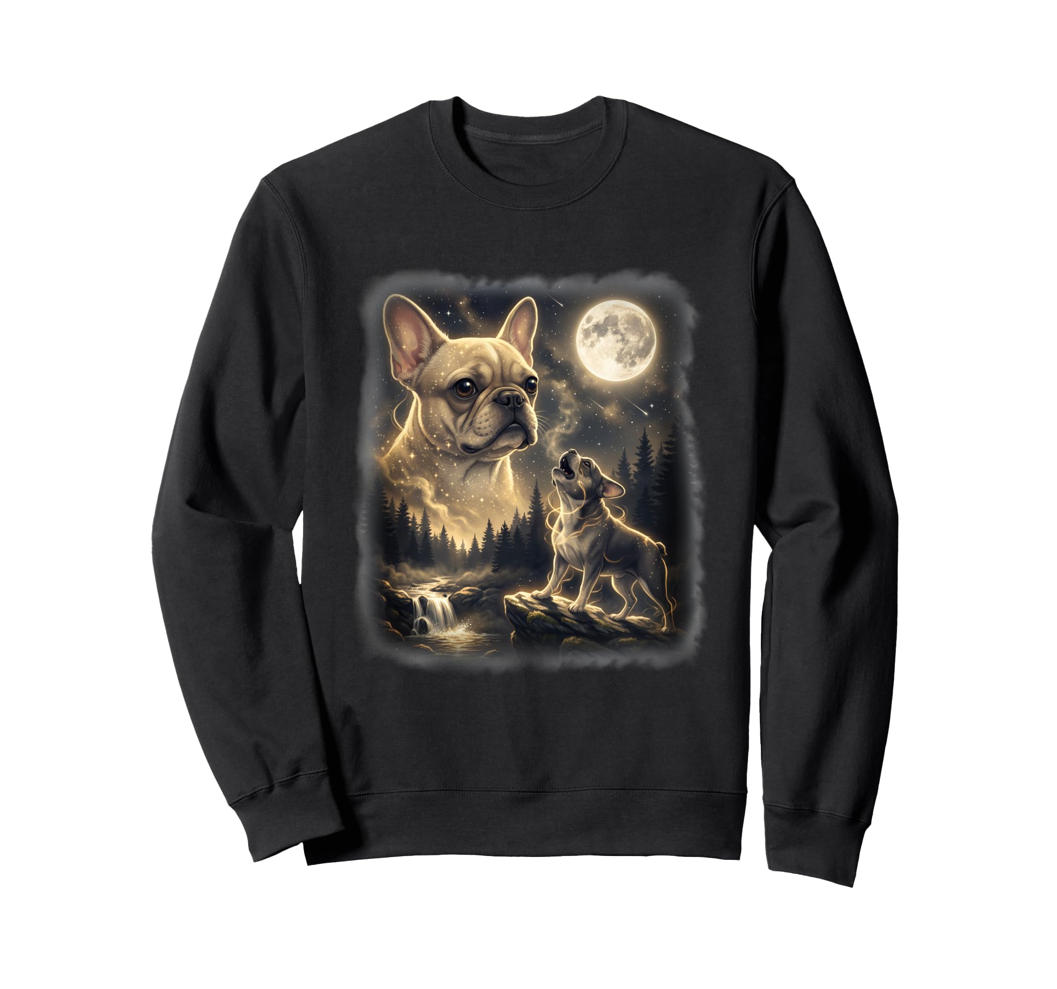 French Bulldog Howling To Moon 90S Sweatshirt - Aesthetic Graphic Men Women - T-Shirt, Sweatshirt, Hoodie