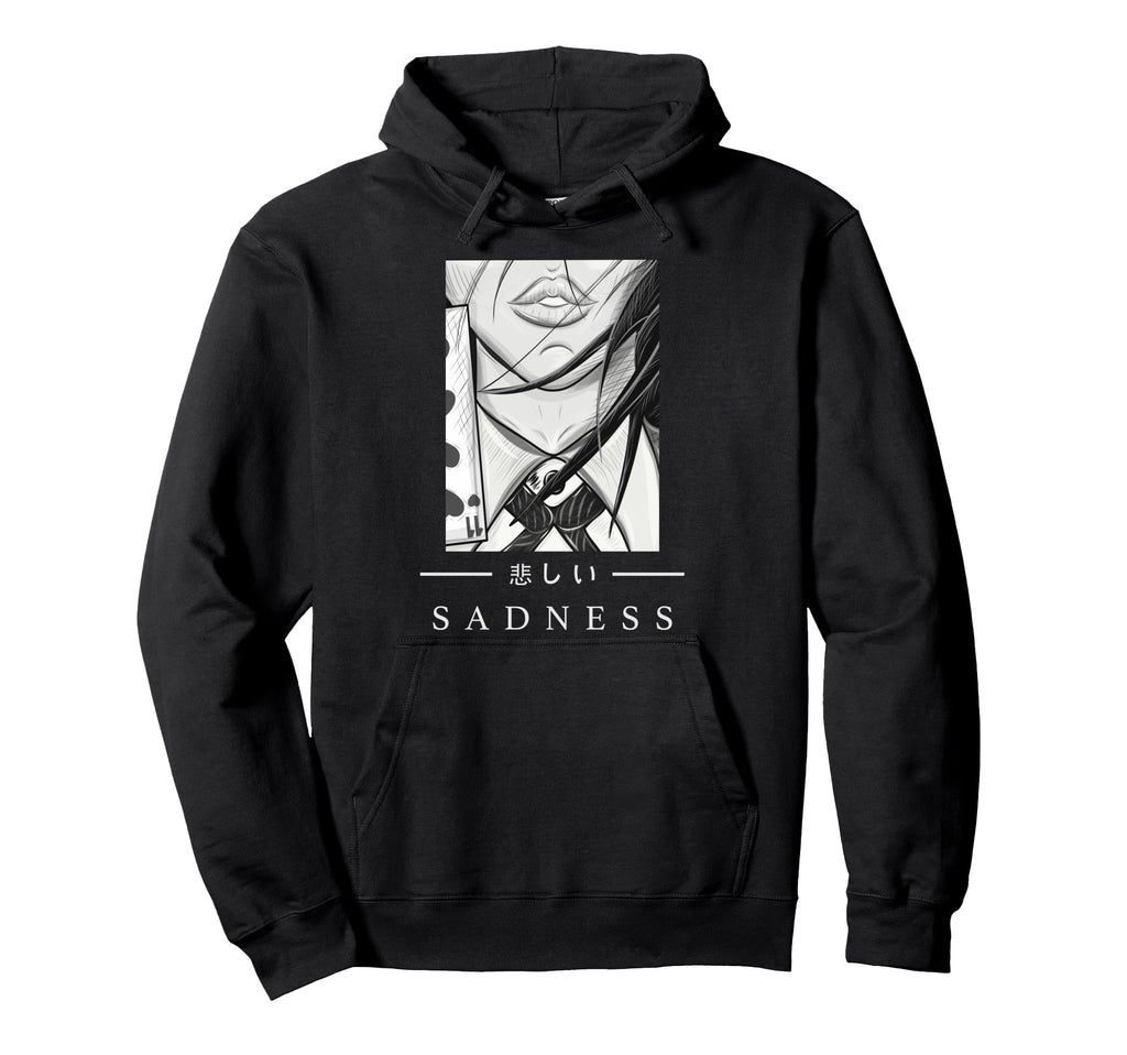 Anime Sad Japanese Art Aesthetic Hoodie - Fun Novelty Design for Adults - T-Shirt, Sweatshirt, Hoodie
