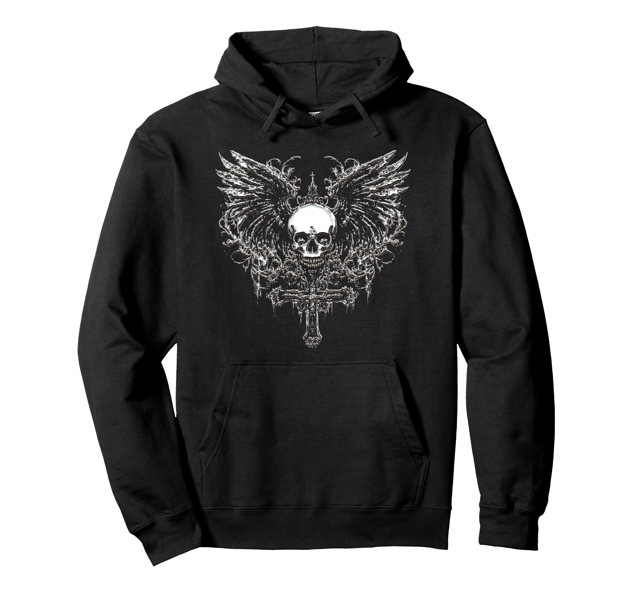 Skull Cross Y2K Goth Grunge Aesthetic Hoodie - Custom Art Print Men Women - T-Shirt, Sweatshirt, Hoodie