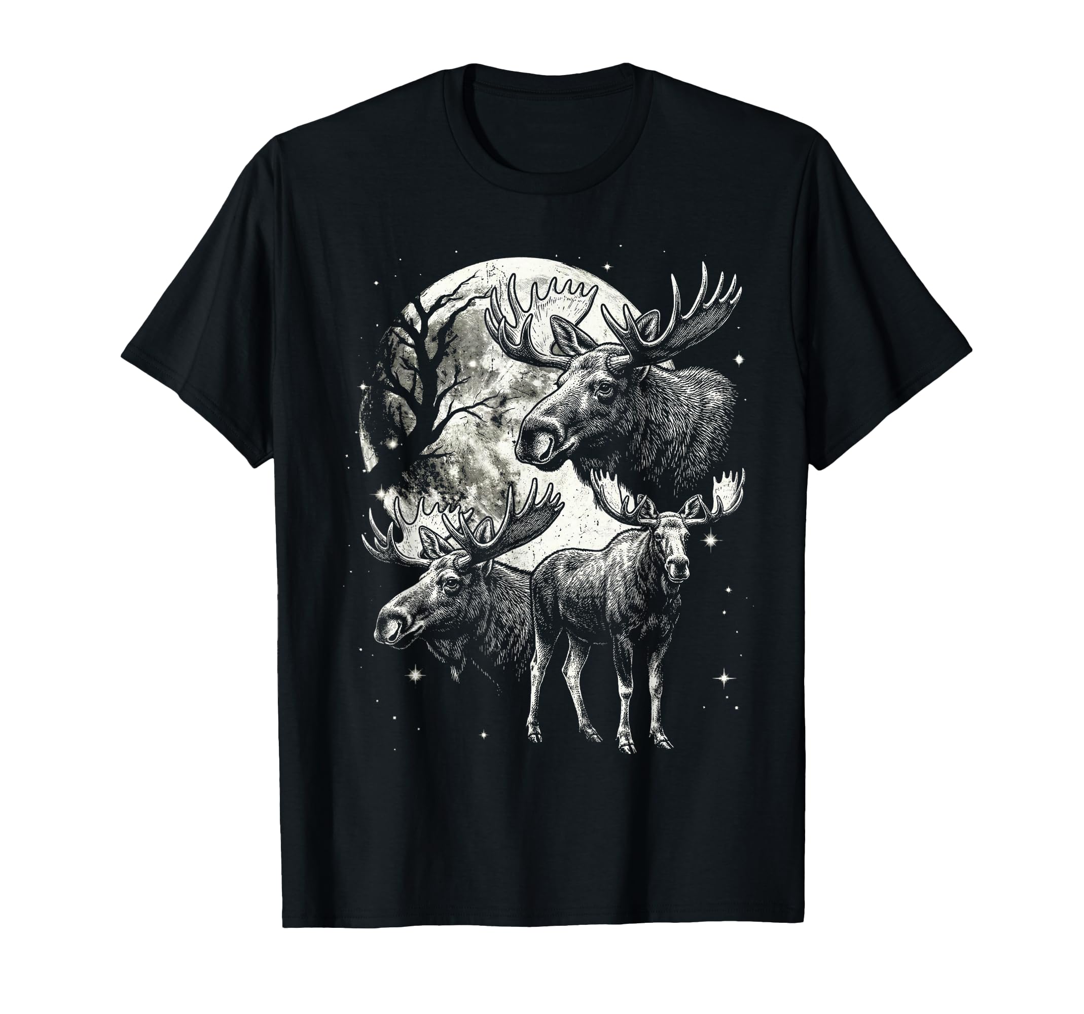 Moose 90S Aesthetic Y2K Moose Moon T-Shirt - Aesthetic Graphic for Adults - T-Shirt, Sweatshirt, Hoodie