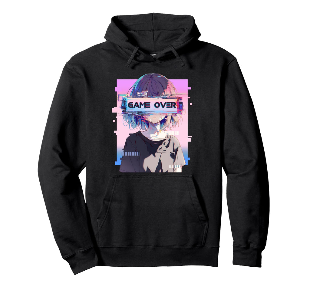 Game Over Sad Glitch Eyes Hoodie - Casual Everyday Wear Men Women - T-Shirt, Sweatshirt, Hoodie