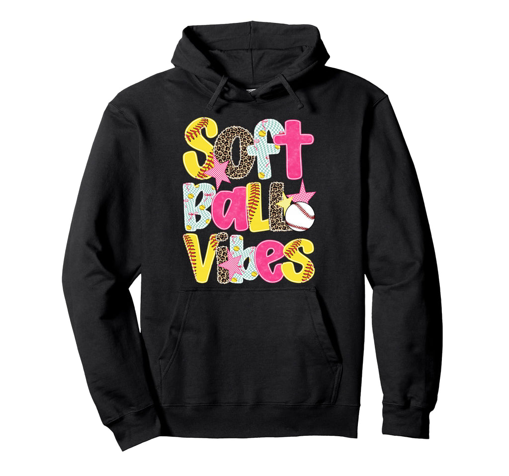 Softball Vibes Game Day Leopard Hoodie - Fun Novelty Design for Adults - T-Shirt, Sweatshirt, Hoodie