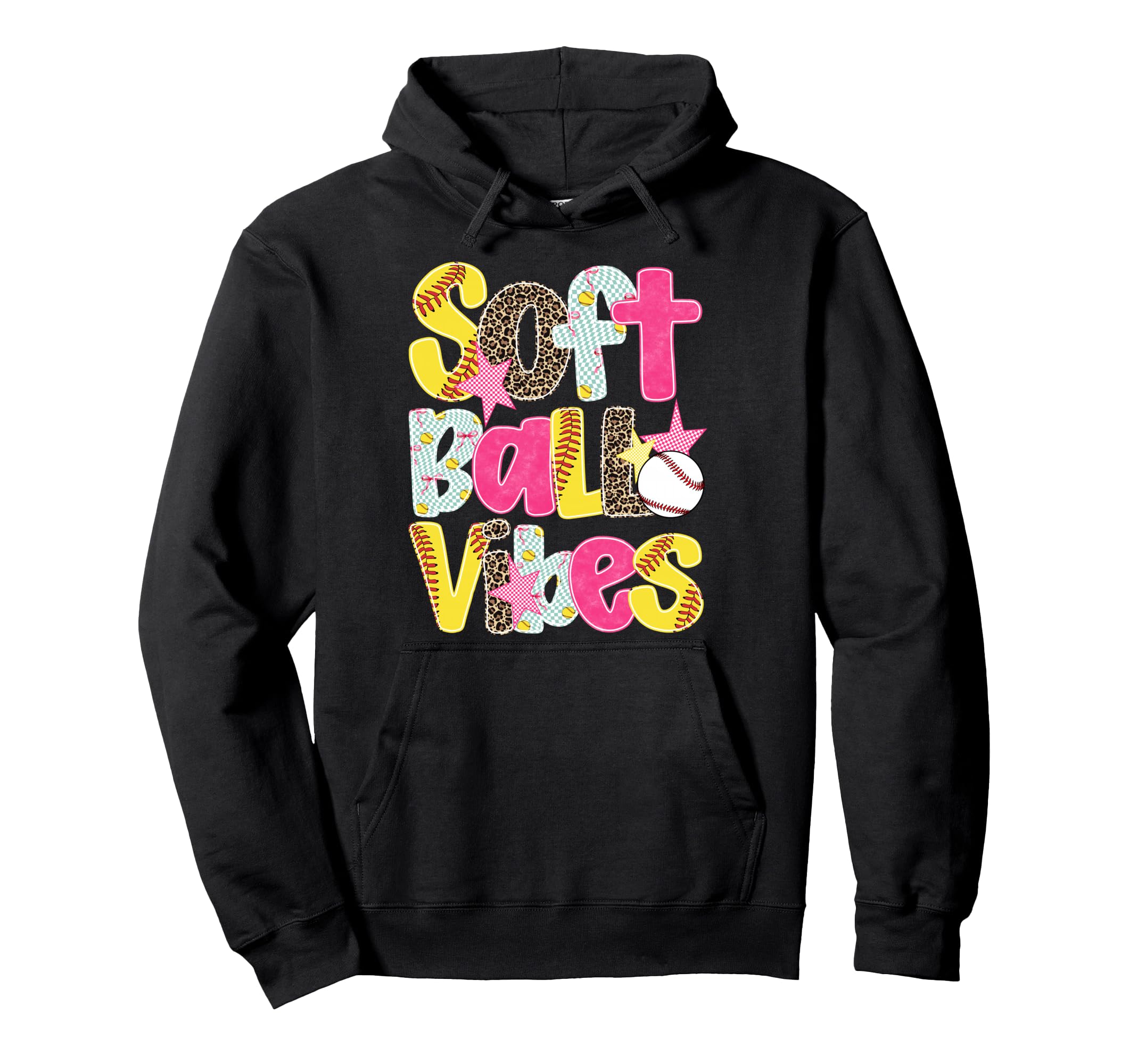 Softball Vibes Game Day Leopard Hoodie - Fun Novelty Design for Adults - T-Shirt, Sweatshirt, Hoodie