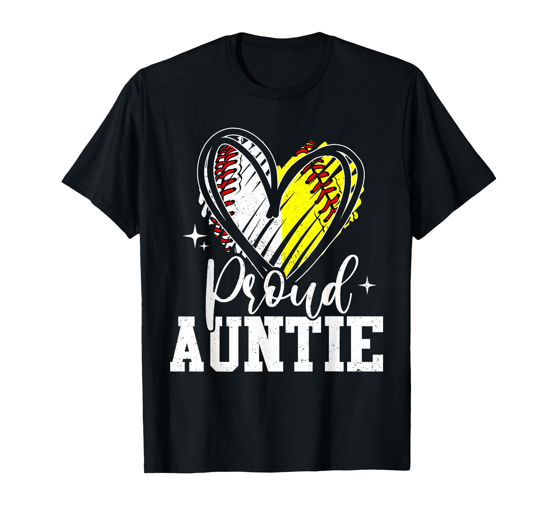 Proud Auntie Baseball Softball Heart T-Shirt - Unique Graphic for Adults - T-Shirt, Sweatshirt, Hoodie