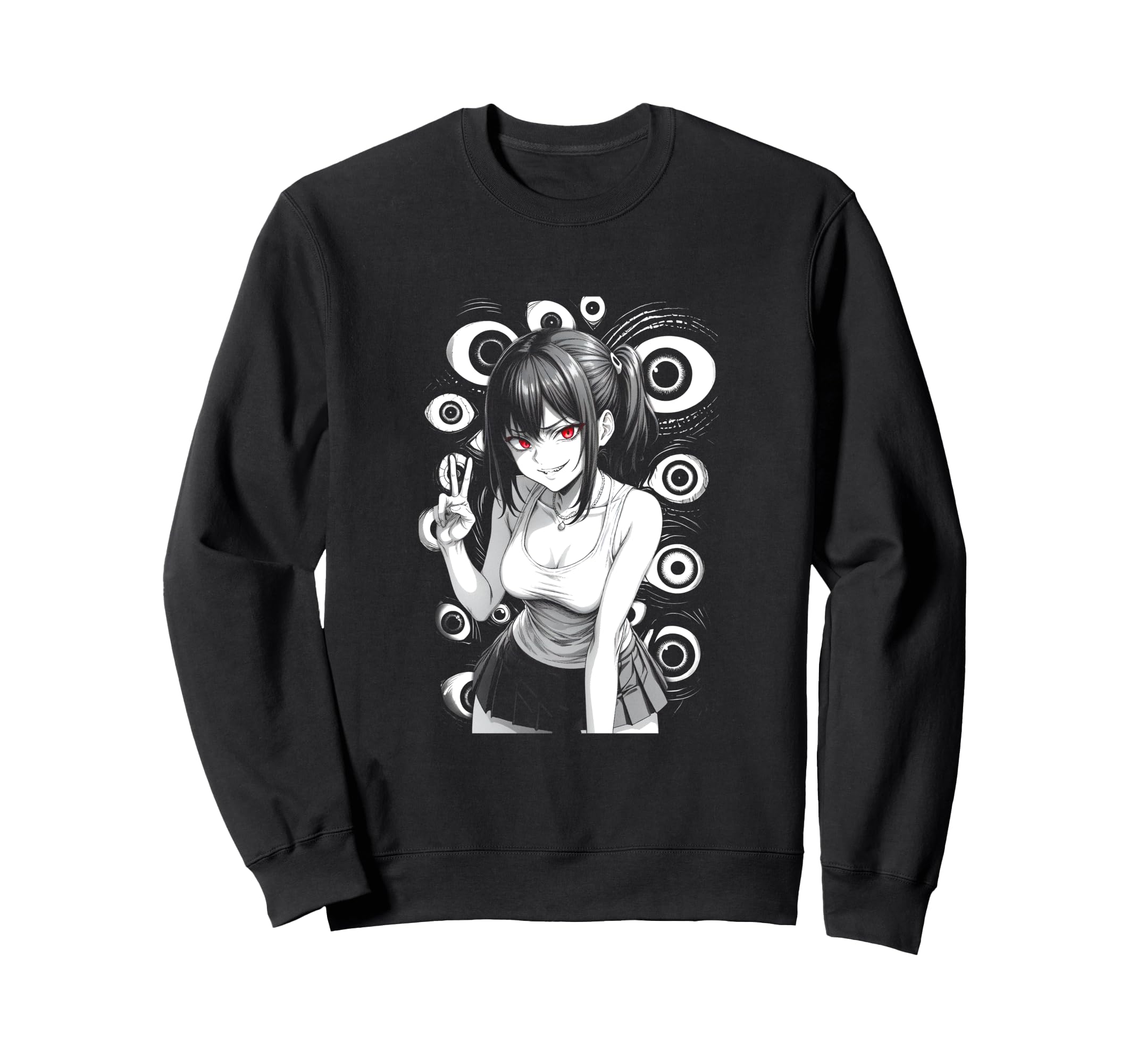 Y2K Goth Anime Eyes That Watch Sweatshirt - Custom Art Print for Adults - T-Shirt, Sweatshirt, Hoodie