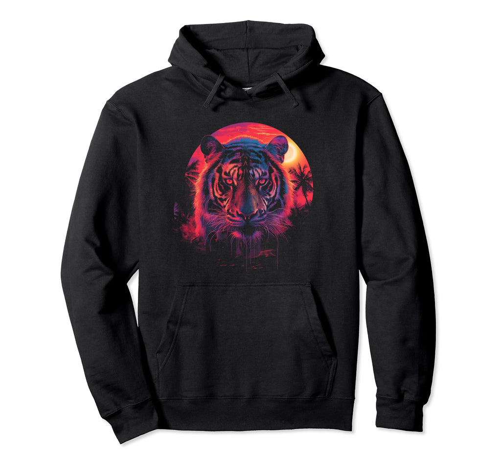 Tiger Vaporwave Aesthetic Synthwave Hoodie - Custom Art Print for Adults - T-Shirt, Sweatshirt, Hoodie