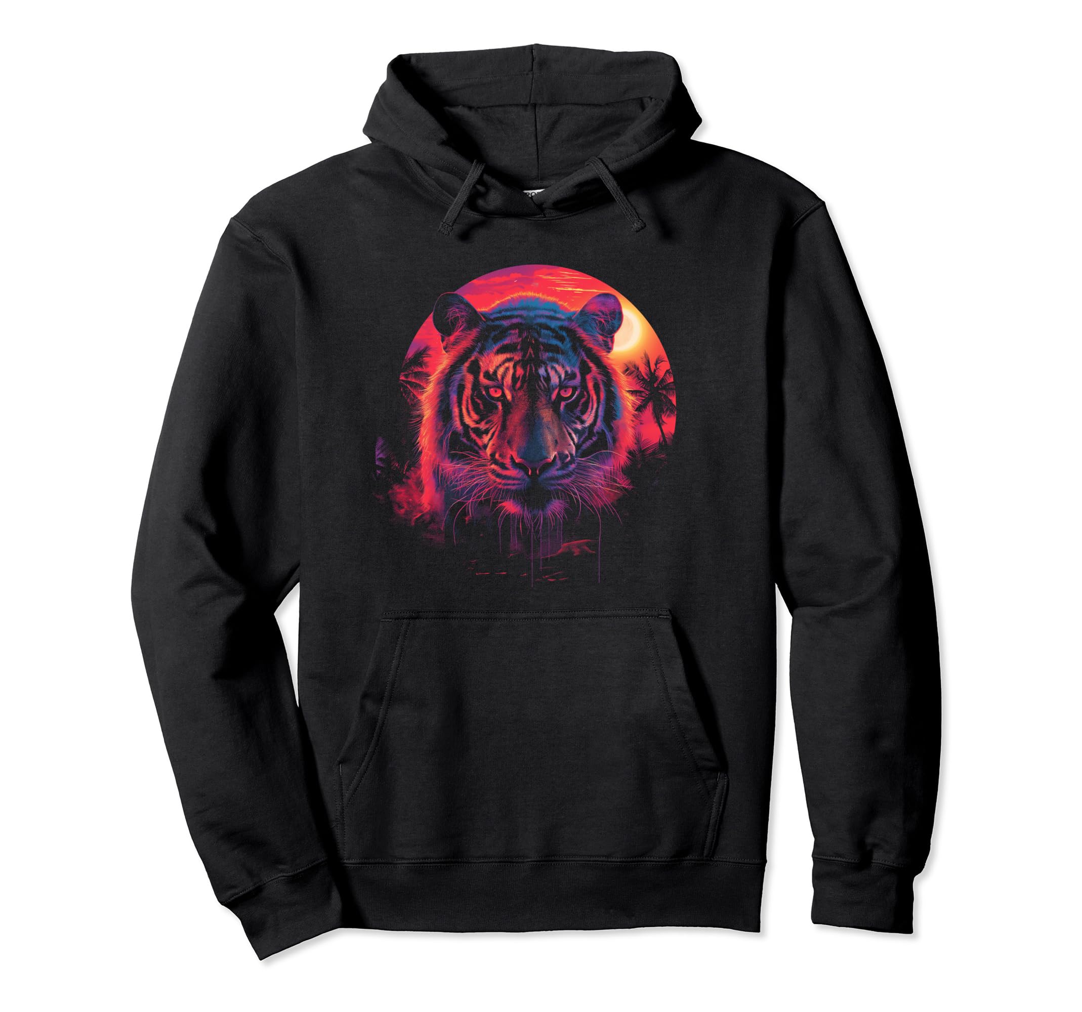 Tiger Vaporwave Aesthetic Synthwave Hoodie - Custom Art Print for Adults - T-Shirt, Sweatshirt, Hoodie