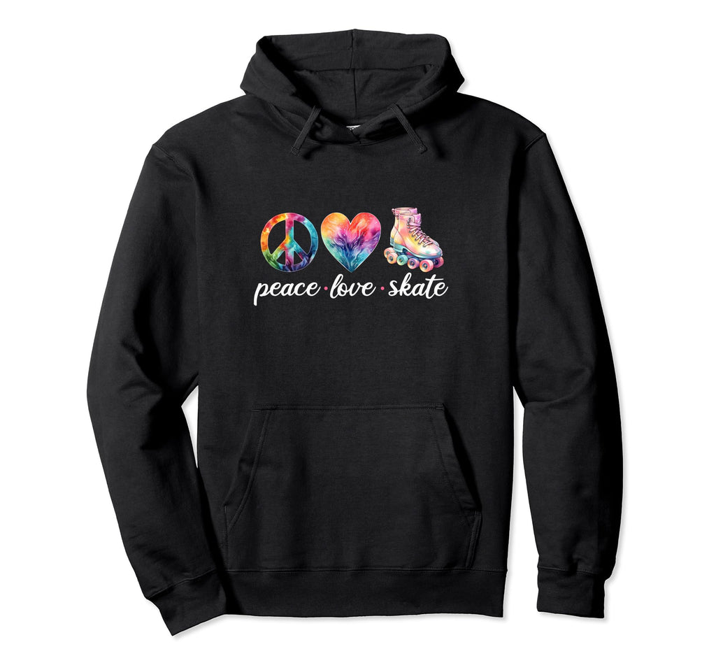 Peace Love Skate Roller Skates 70S Hoodie - Custom Art Print for Adults - T-Shirt, Sweatshirt, Hoodie