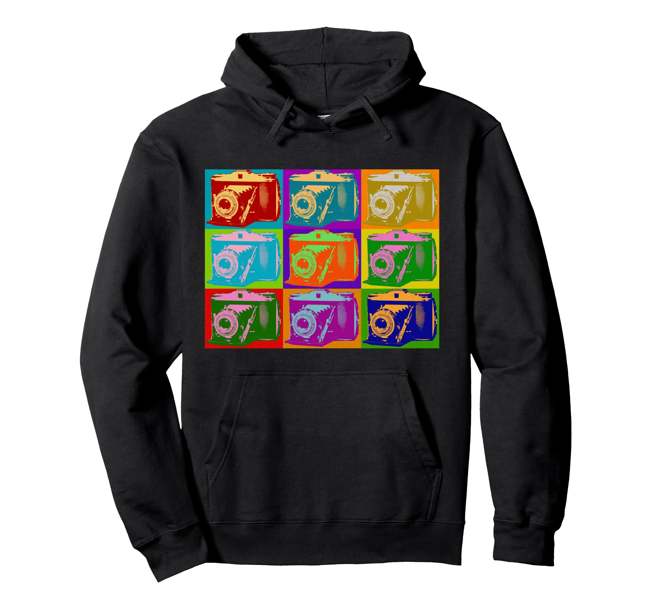 Camera Pop Art Photographer Graphics Hoodie - Fun Novelty Design Men Women - T-Shirt, Sweatshirt, Hoodie