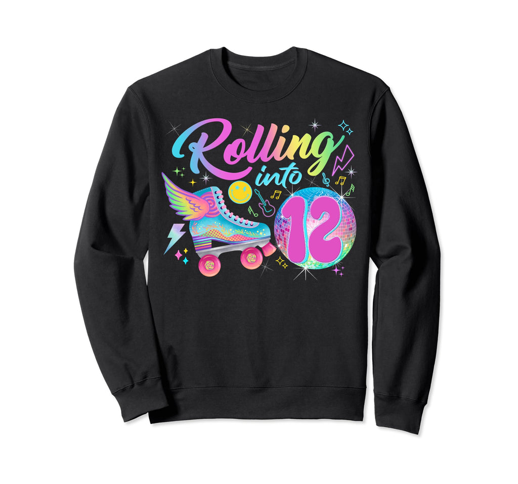 Roller Skates Birthday Disco Ball Party Sweatshirt - Trendy Graphic Unisex - T-Shirt, Sweatshirt, Hoodie