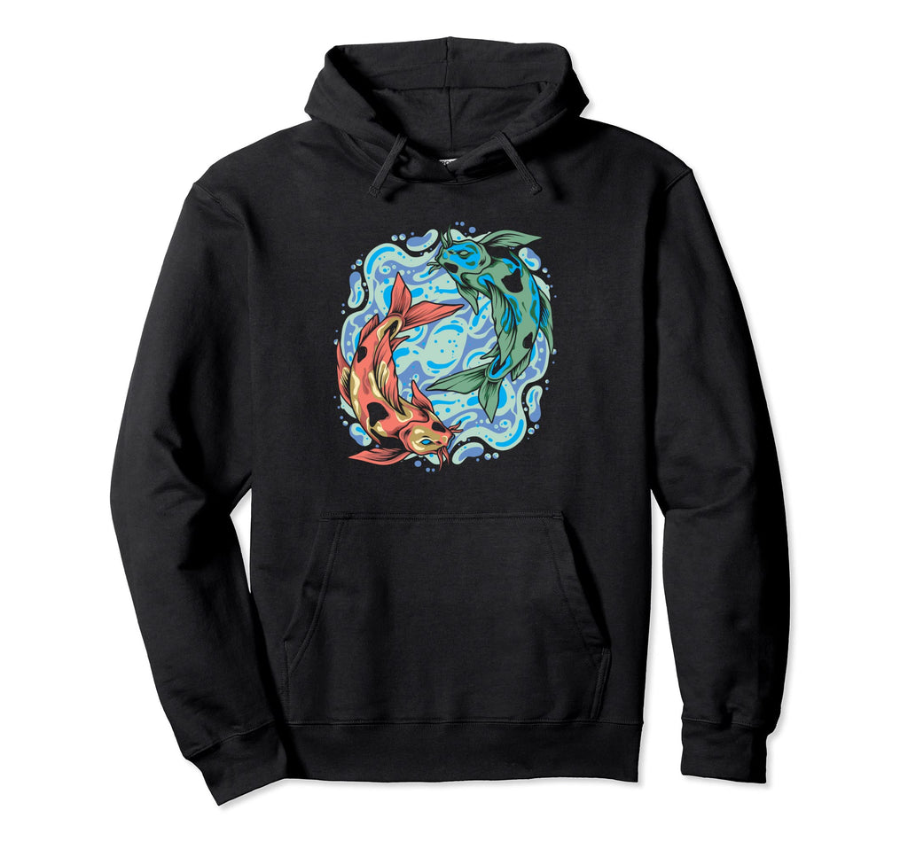 Vaporwave Big Wave Koi Fish Yin And Yang Hoodie - Minimalist Print Unisex - T-Shirt, Sweatshirt, Hoodie