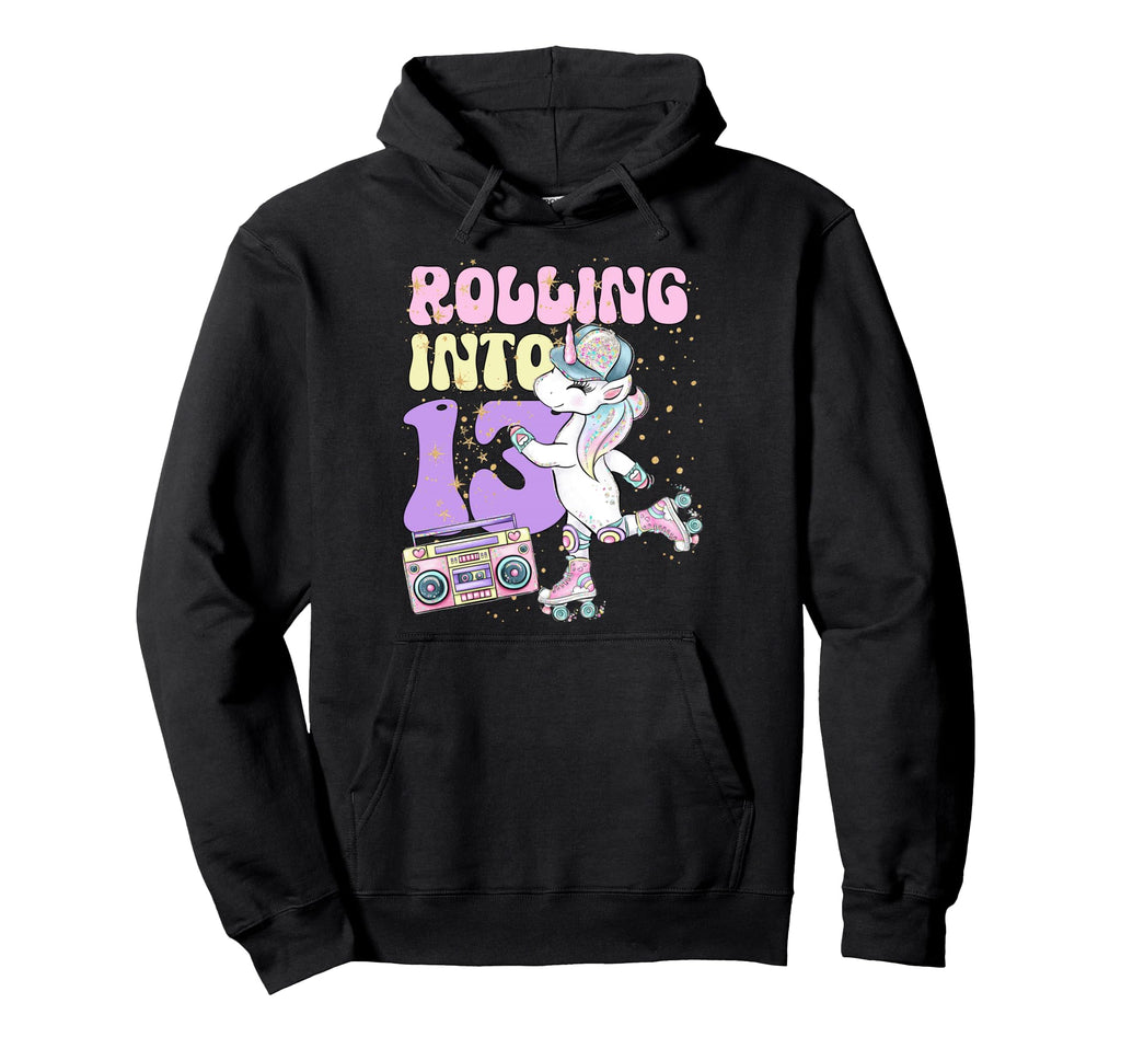 13Th Birthday Roller Skate Party Unicorn 90S Hoodie - Graphic Print Unisex - T-Shirt, Sweatshirt, Hoodie
