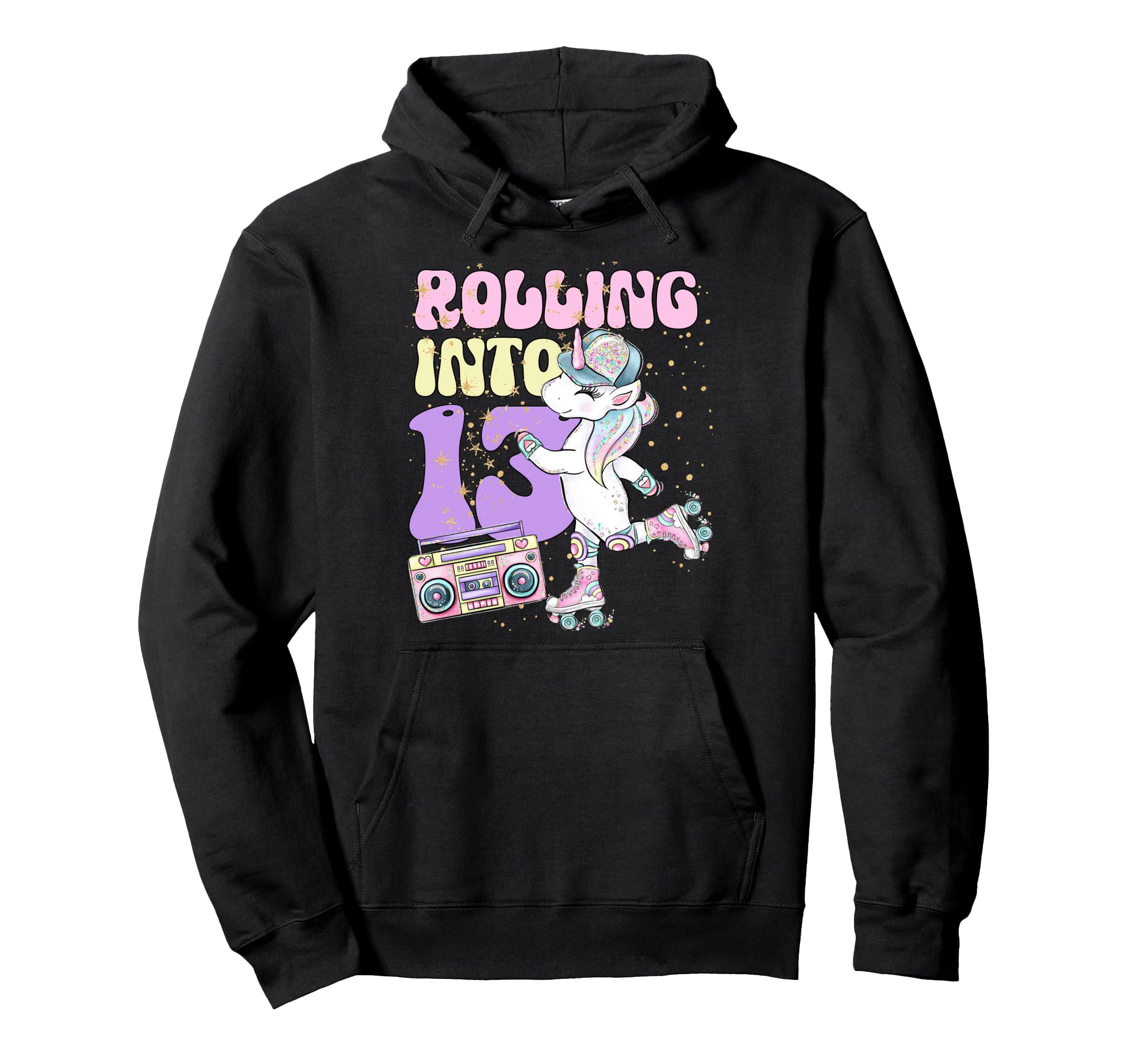 13Th Birthday Roller Skate Party Unicorn 90S Hoodie - Graphic Print Unisex - T-Shirt, Sweatshirt, Hoodie