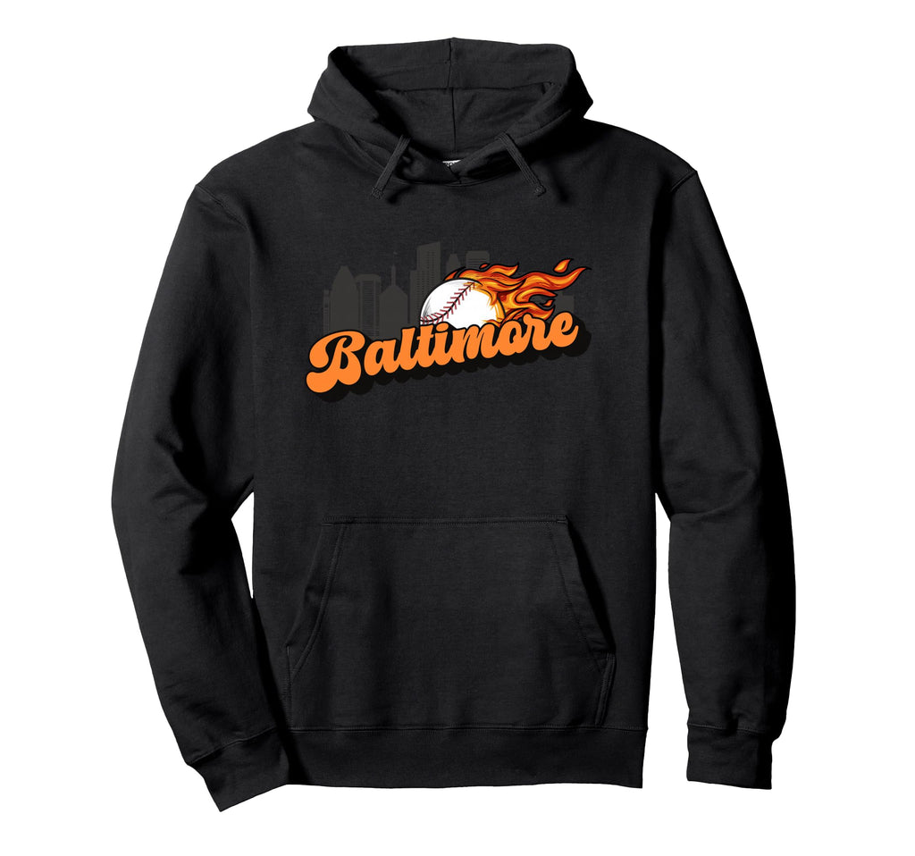 Baltimore Baseball City Skyline Hoodie - Novelty Apparel for Adults - T-Shirt, Sweatshirt, Hoodie