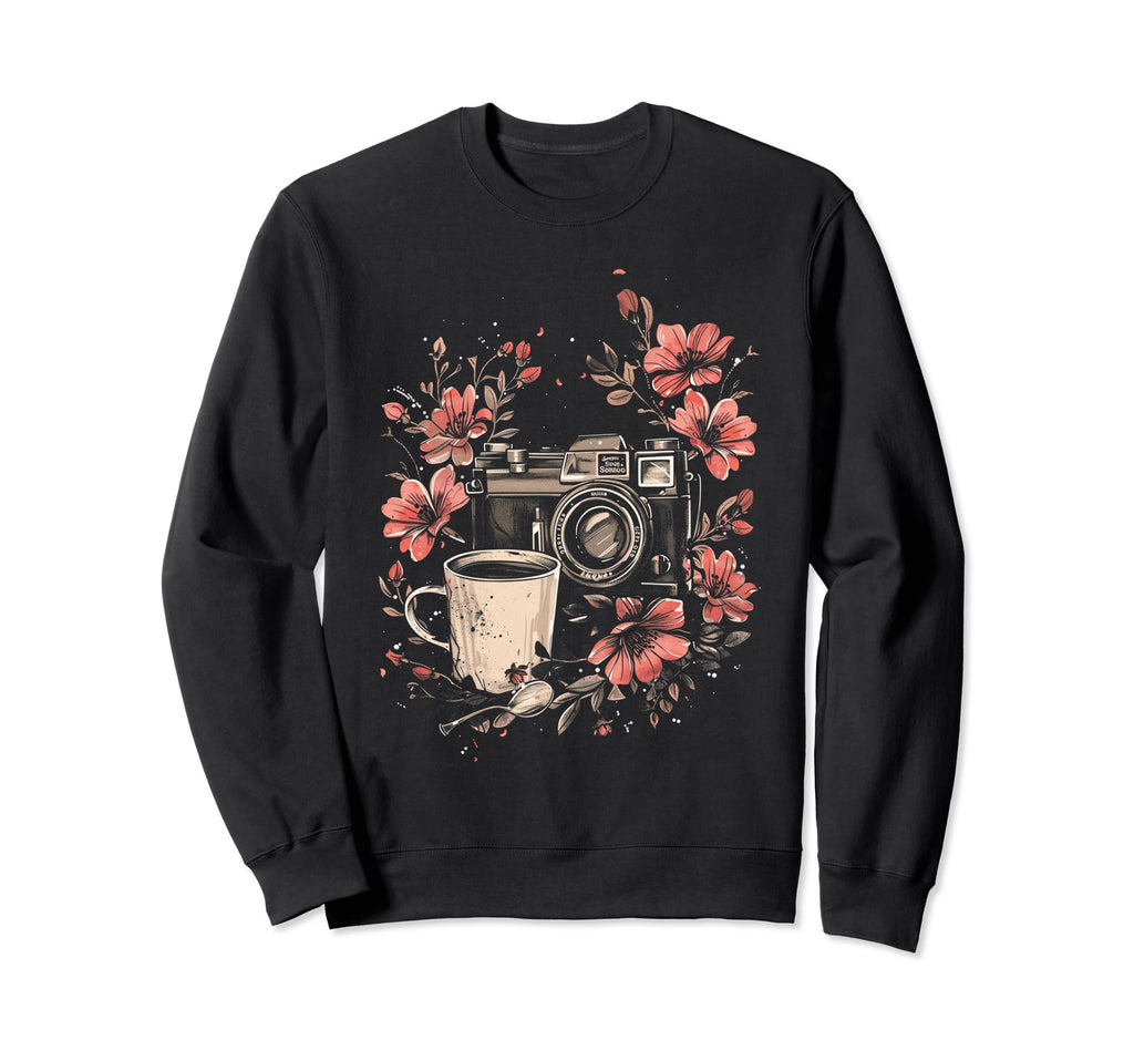 Photographer Coffee Camera Sweatshirt - Fun Novelty Design Men Women - T-Shirt, Sweatshirt, Hoodie