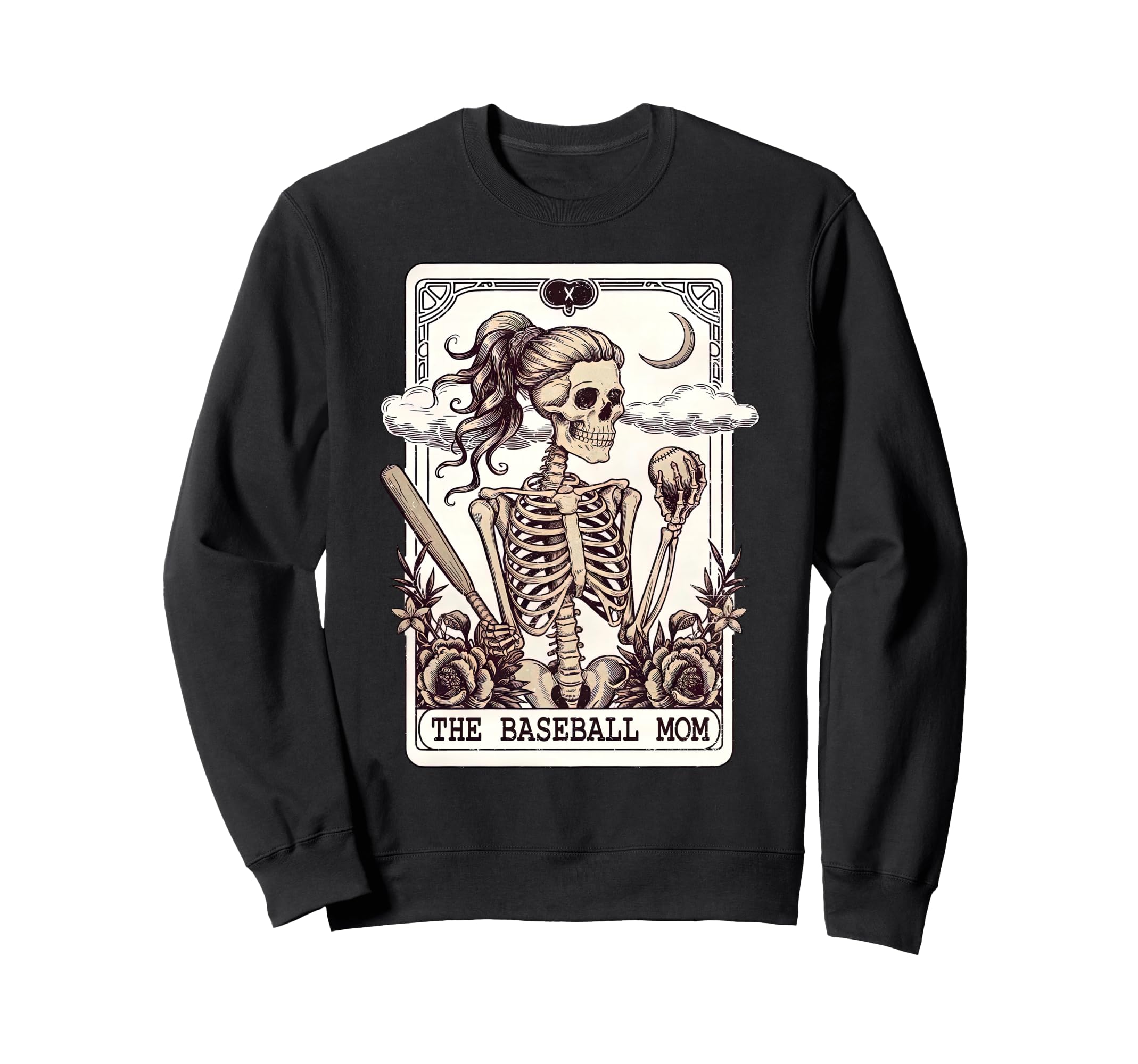 Baseball Mom Tarot Card Skeleton Sweatshirt - Aesthetic Graphic for Adults - T-Shirt, Sweatshirt, Hoodie