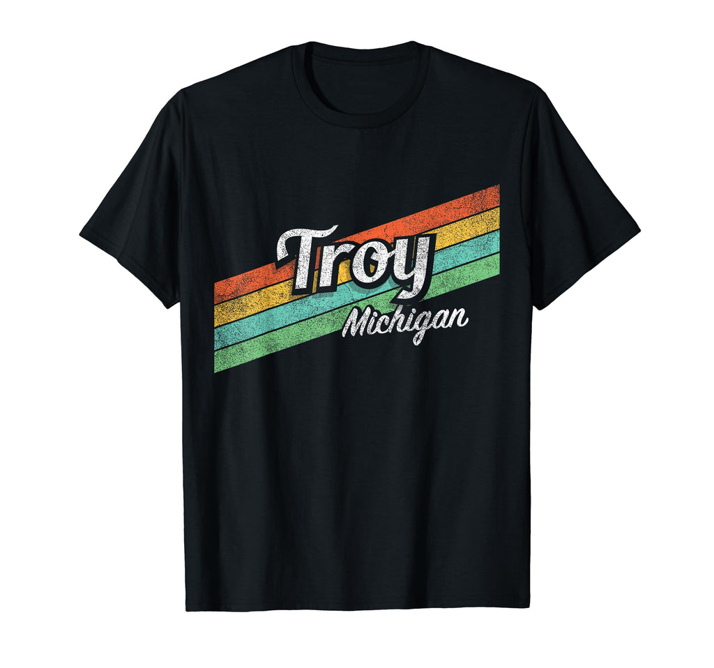 Troy Michigan Distressed T-Shirt - Custom Art Print Men Women - T-Shirt, Sweatshirt, Hoodie