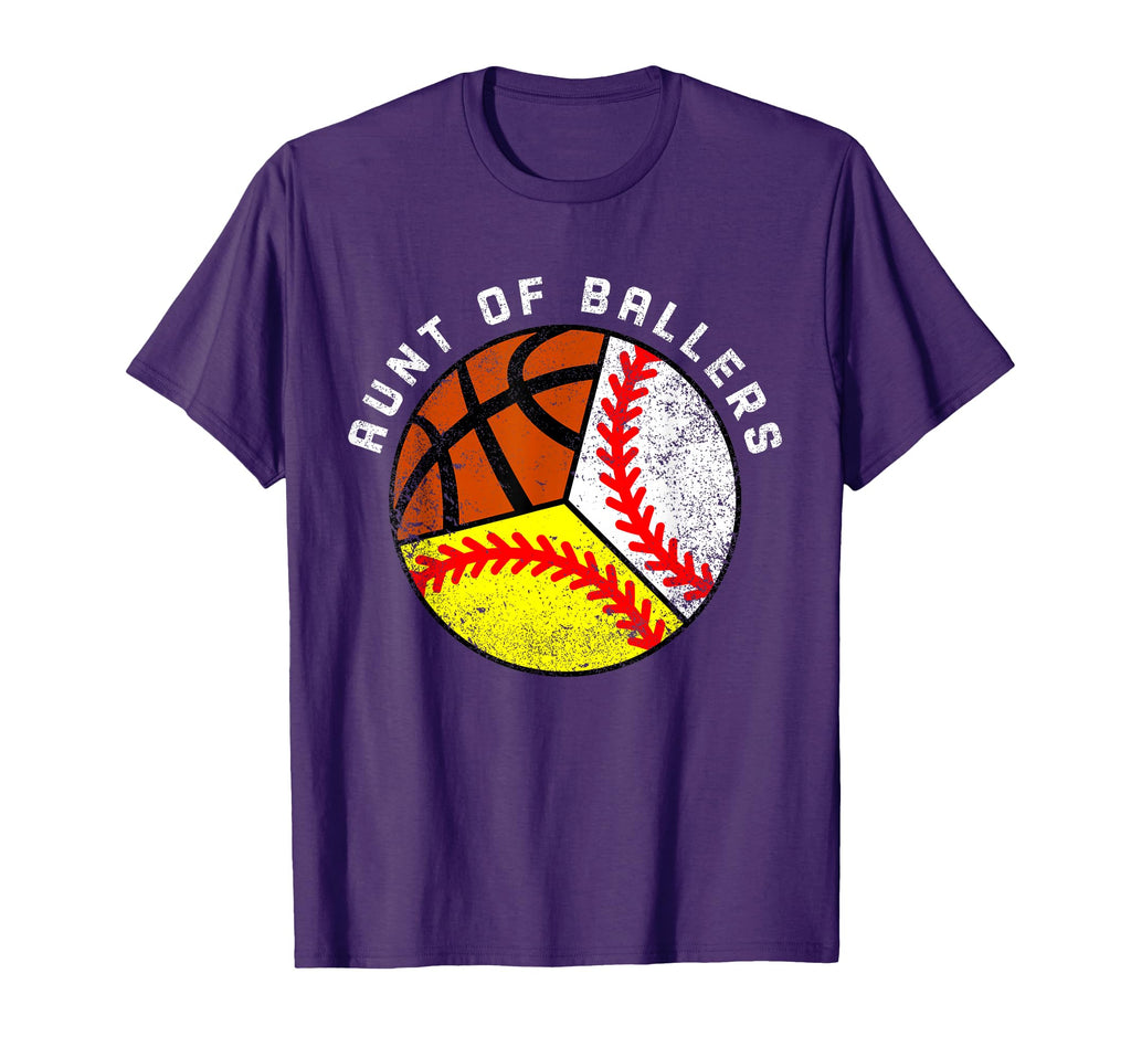 Aunt Ballers Funny Baseball Softball T-Shirt - Graphic Print for Adults - T-Shirt, Sweatshirt, Hoodie