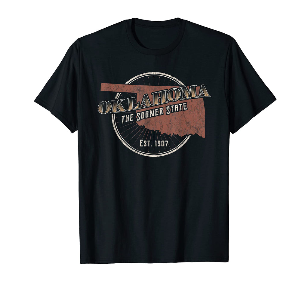 Oklahoma Distressed State Map T-Shirt - Unique Graphic Men Women - T-Shirt, Sweatshirt, Hoodie