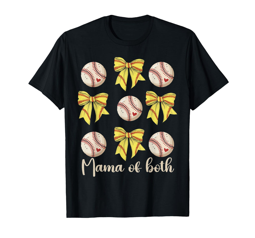 Mama Both Coquette Bow Softball T-Shirt - Unique Graphic for Adults - T-Shirt, Sweatshirt, Hoodie