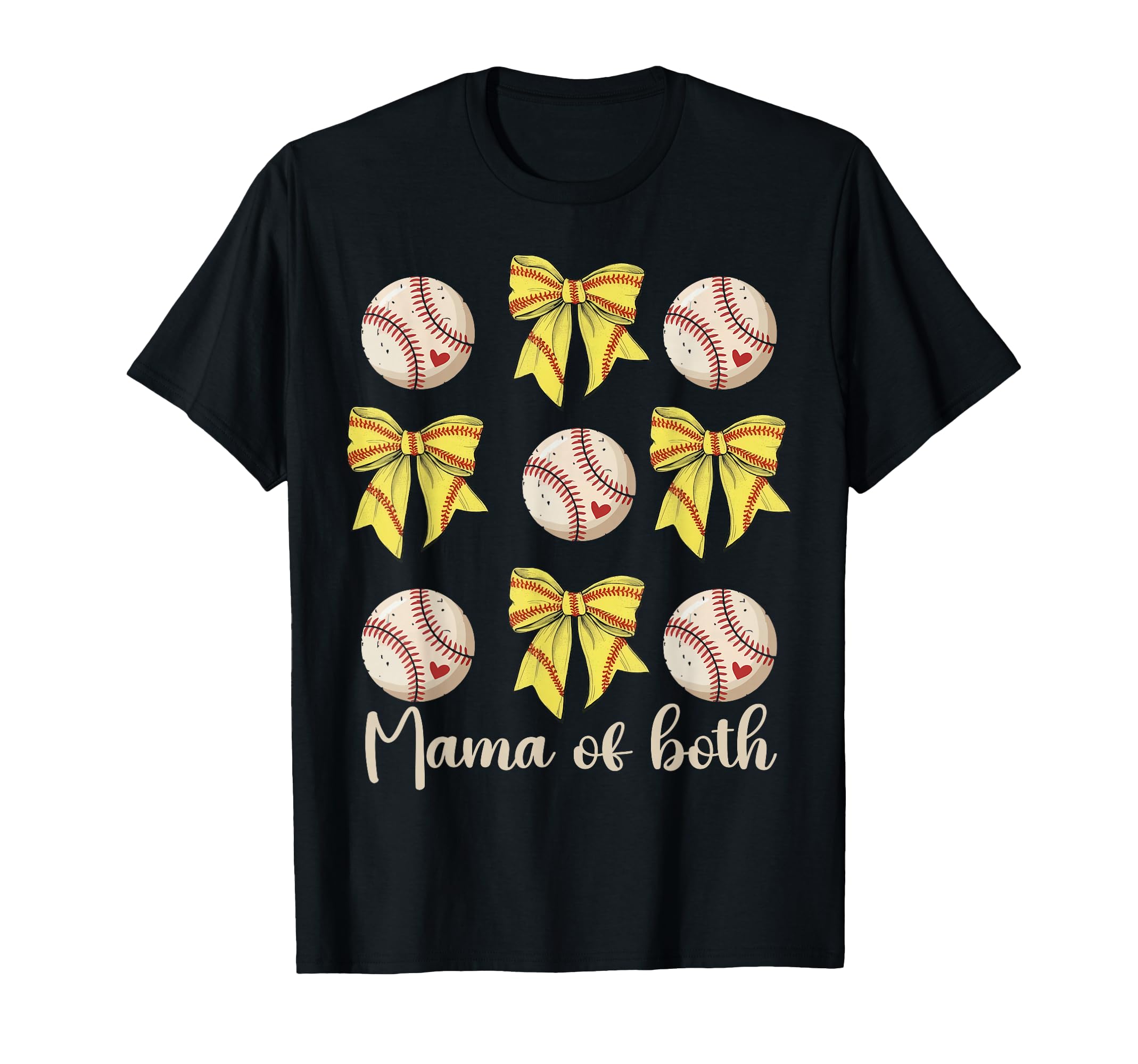 Mama Both Coquette Bow Softball T-Shirt - Unique Graphic for Adults - T-Shirt, Sweatshirt, Hoodie