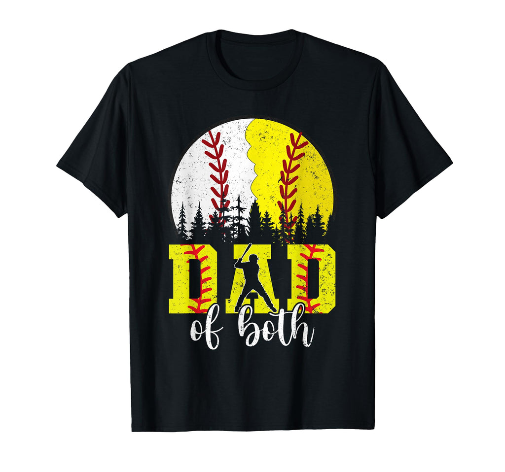 Dad Both Baseball Softball Fathers T-Shirt - Custom Art Print Men Women - T-Shirt, Sweatshirt, Hoodie