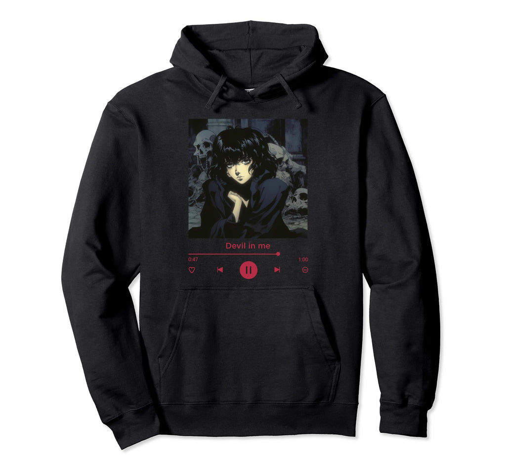 Dark Anime Lover Music Eyes Grunge Goth Hoodie - Graphic Print for Adults - T-Shirt, Sweatshirt, Hoodie