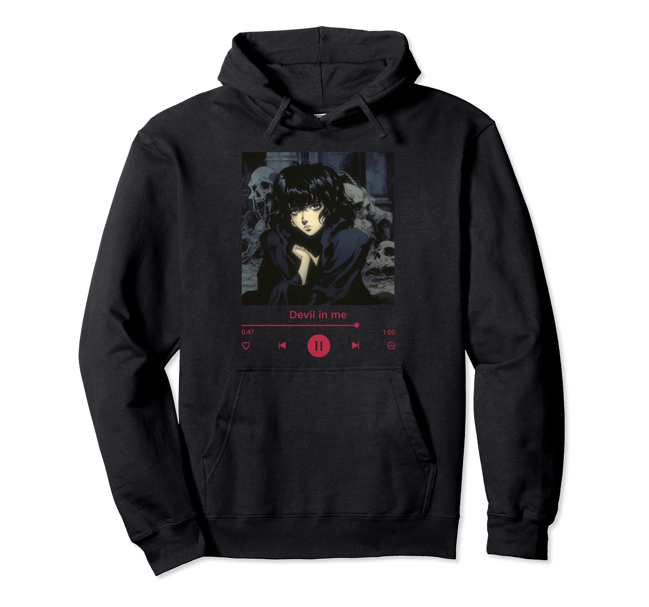 Dark Anime Lover Music Eyes Grunge Goth Hoodie - Graphic Print for Adults - T-Shirt, Sweatshirt, Hoodie
