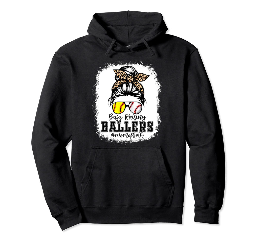 Leopard Busy Raising Ballers Softball Hoodie - Fun Novelty Design Unisex - T-Shirt, Sweatshirt, Hoodie
