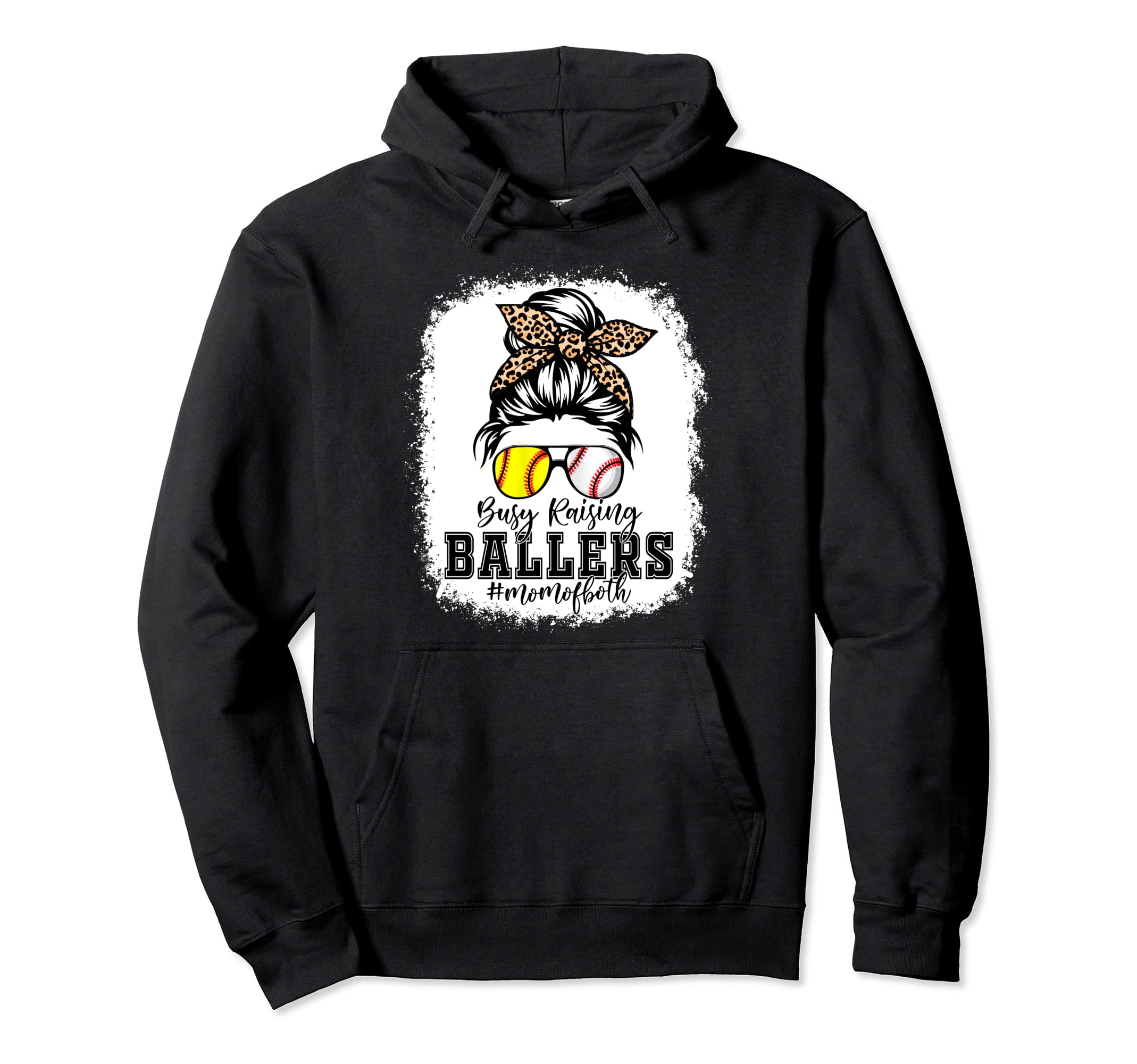 Leopard Busy Raising Ballers Softball Hoodie - Fun Novelty Design Unisex - T-Shirt, Sweatshirt, Hoodie