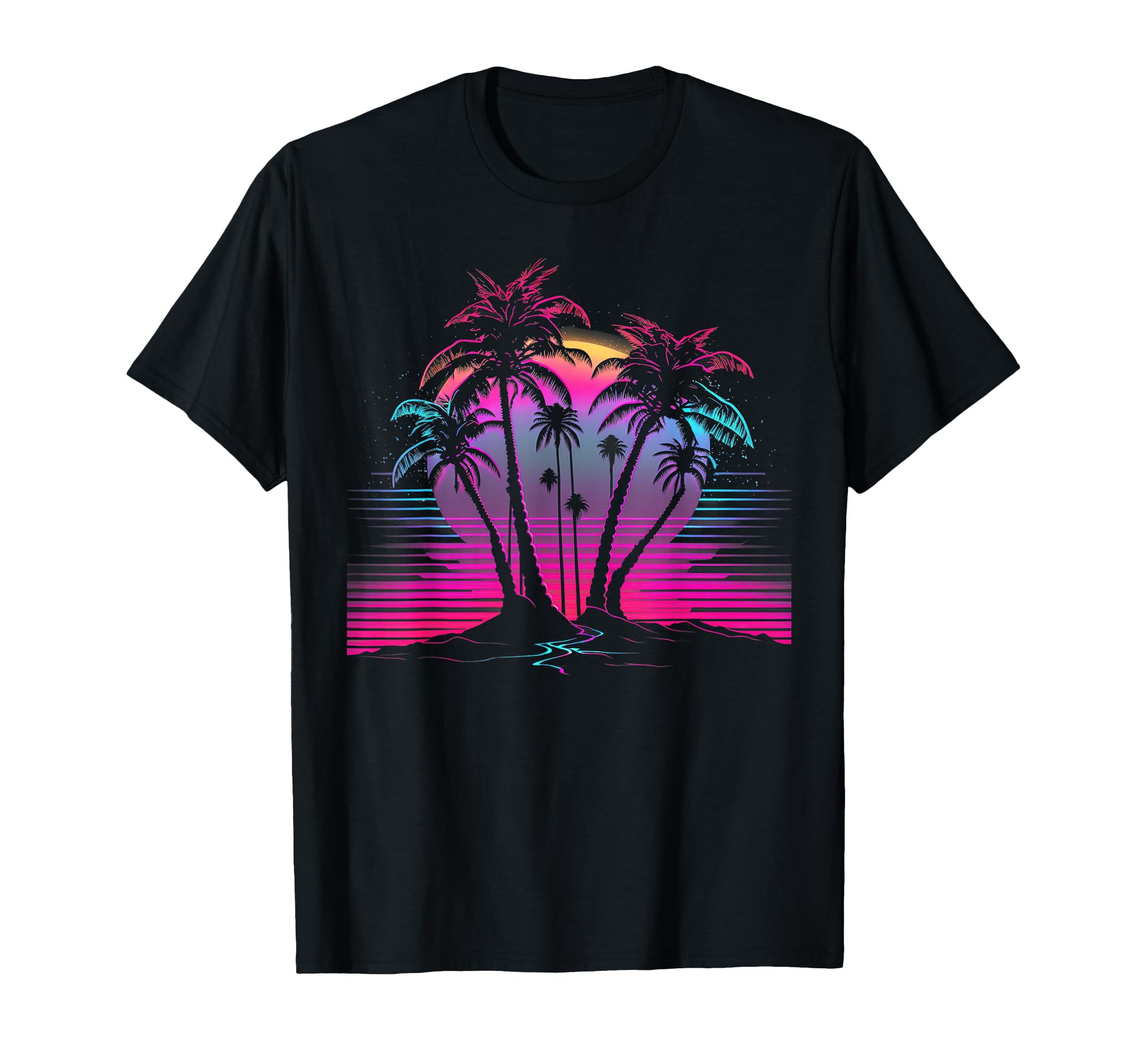 Palm Tree Vaporwave Retrowave T-Shirt - Novelty Apparel Men Women - T-Shirt, Sweatshirt, Hoodie