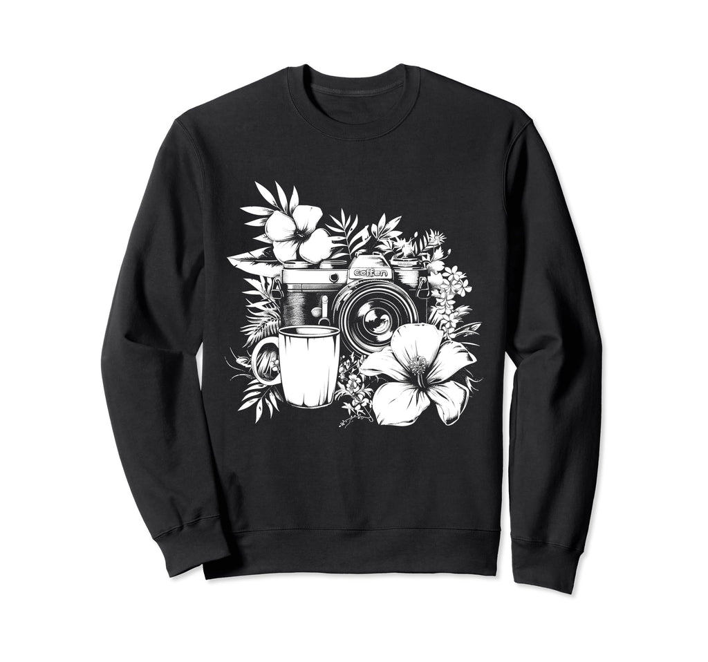 Photographer Coffee Camera Sweatshirt - Fun Novelty Design for Adults - T-Shirt, Sweatshirt, Hoodie