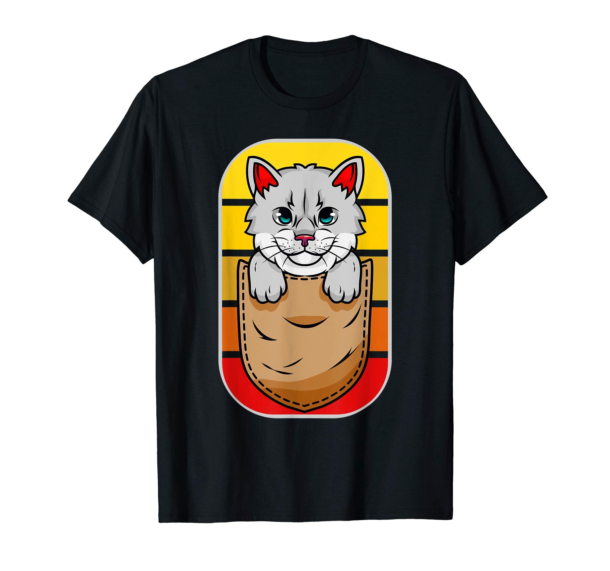 Cat Pocket Sunset Funny Gift T-Shirt - Custom Art Print Unisex - T-Shirt, Sweatshirt, Hoodie