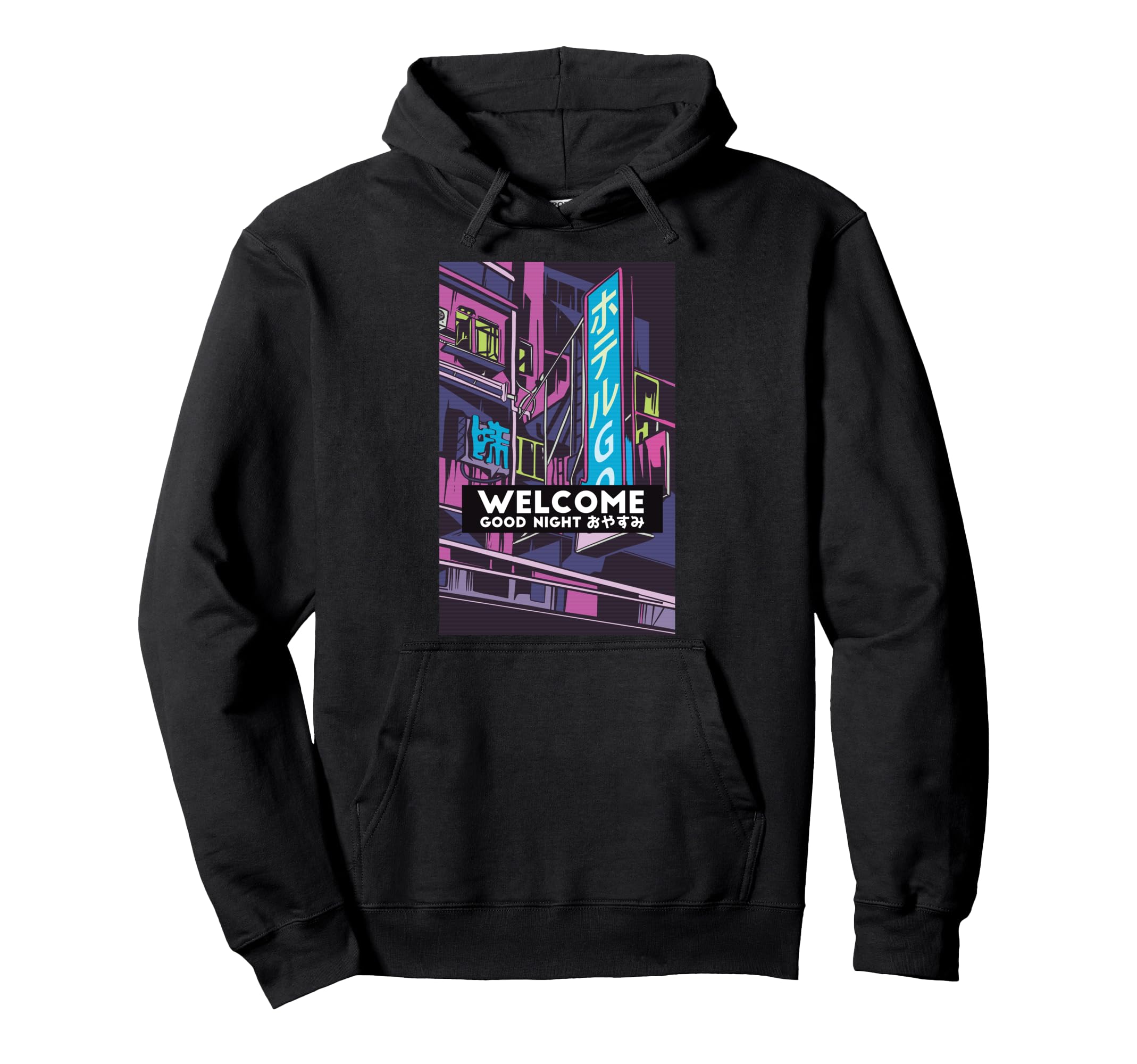 Welcome Japanese Hotel Vaporwave 80S Hoodie - Custom Art Print for Adults - T-Shirt, Sweatshirt, Hoodie