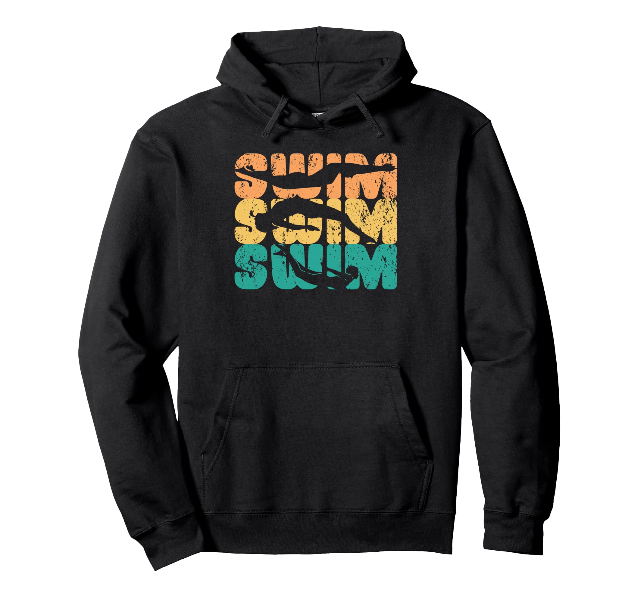 Swimming Swim Swimmer Distressed Hoodie - Custom Art Print Men Women - T-Shirt, Sweatshirt, Hoodie