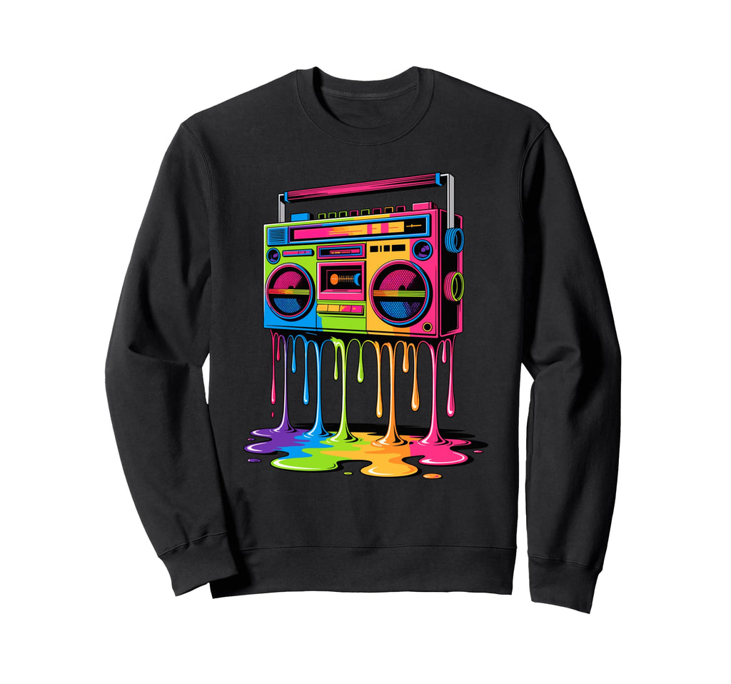 Dripping Paint Boombox Old School 80S Sweatshirt - Graphic Print Unisex - T-Shirt, Sweatshirt, Hoodie