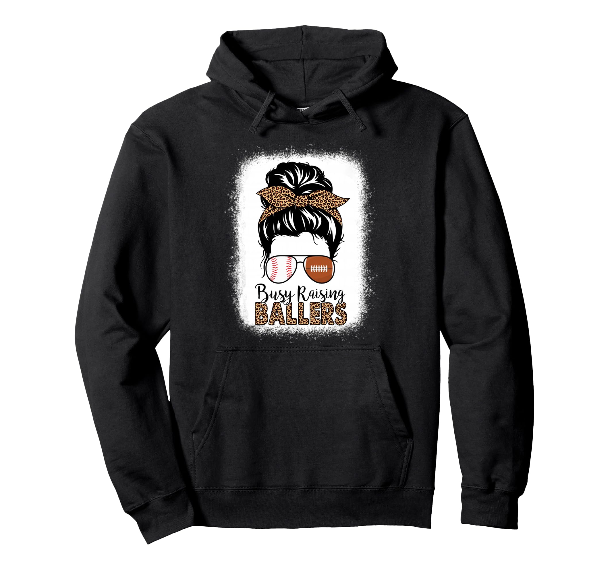 Baseball Football Mom Messy Bun Busy Hoodie - Minimalist Print Men Women - T-Shirt, Sweatshirt, Hoodie