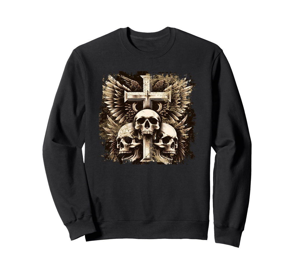 Skull Cross Wings Y2K Goth Alt Sweatshirt - Aesthetic Graphic for Adults - T-Shirt, Sweatshirt, Hoodie