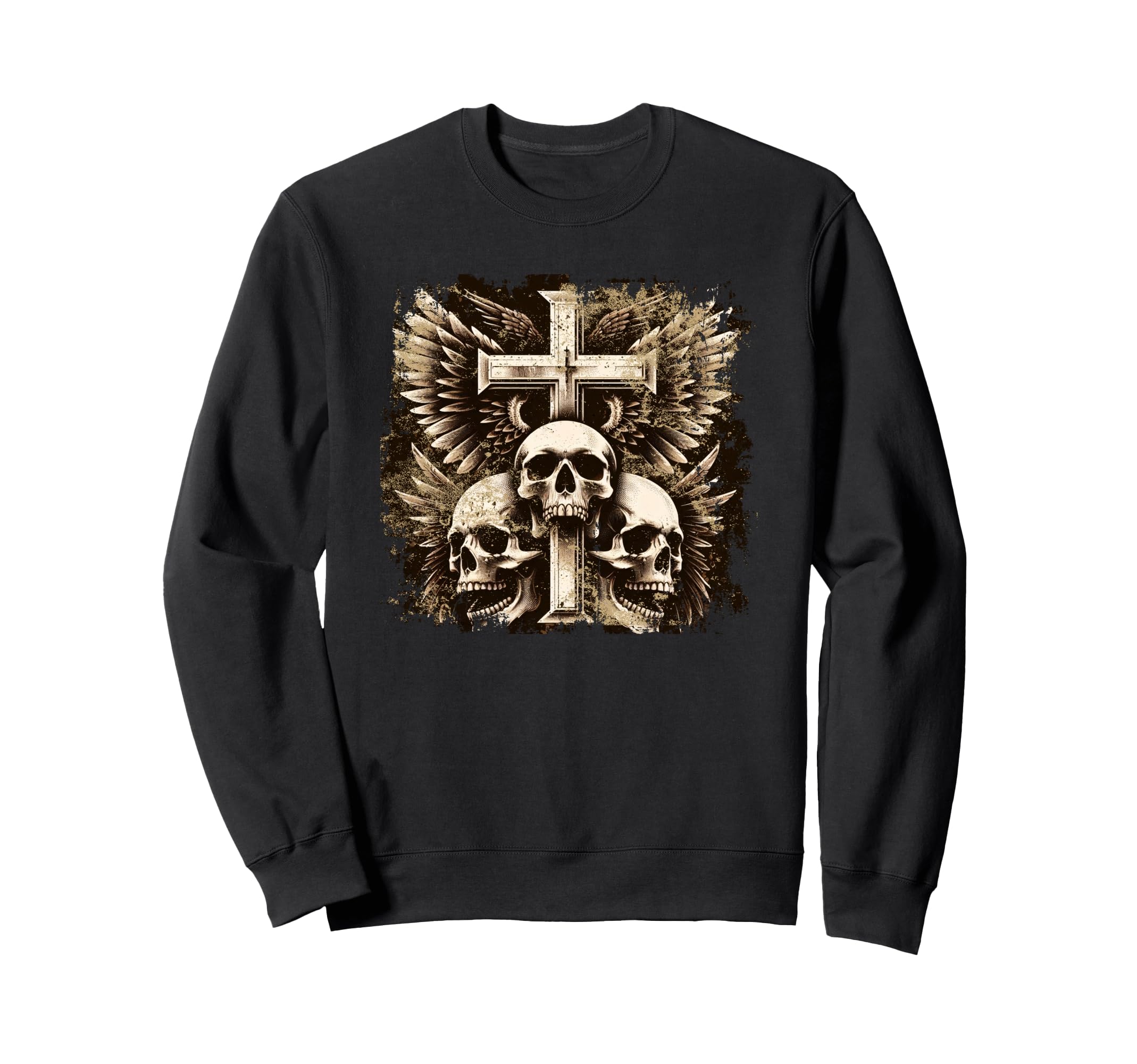 Skull Cross Wings Y2K Goth Alt Sweatshirt - Aesthetic Graphic for Adults - T-Shirt, Sweatshirt, Hoodie