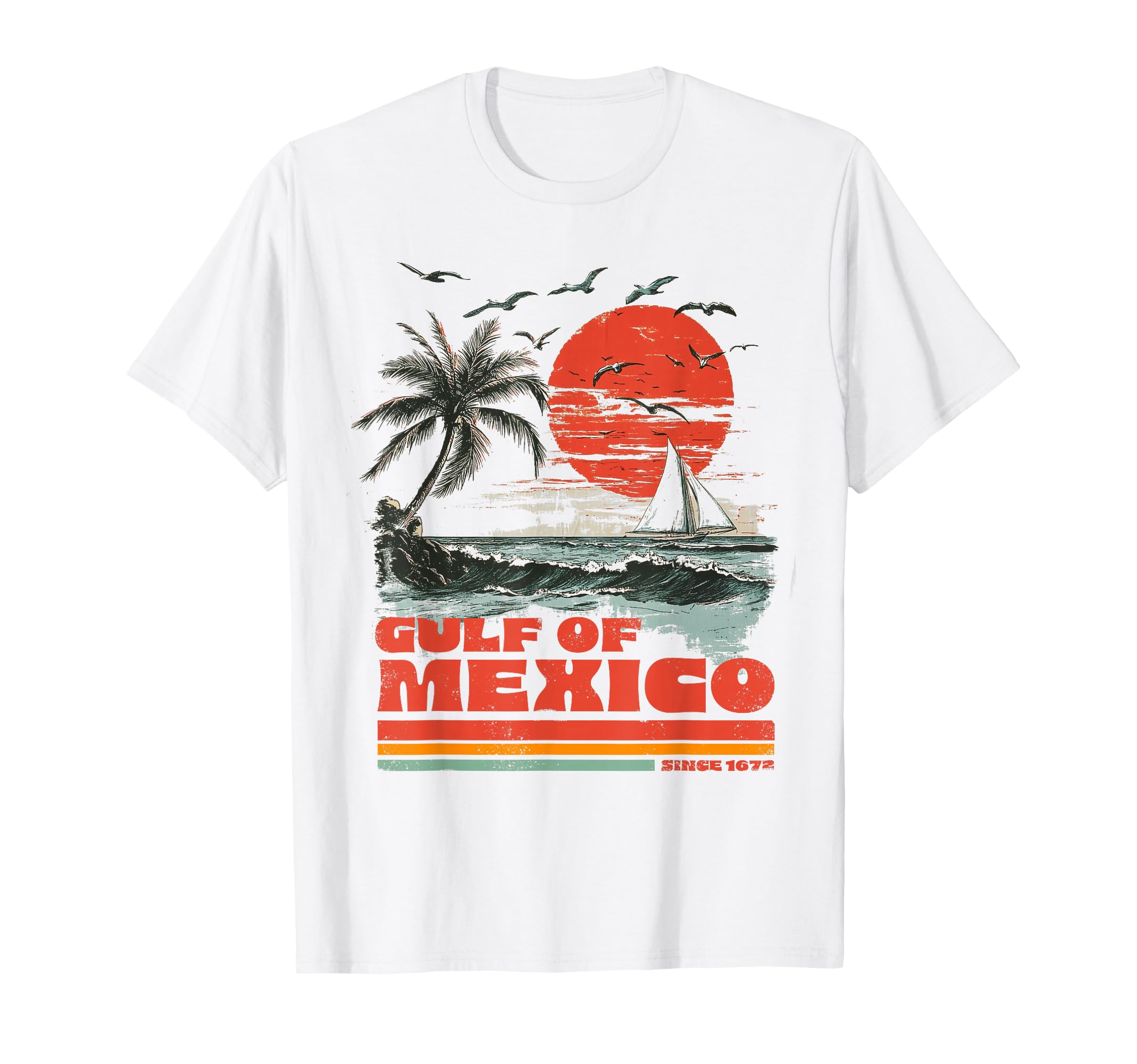 Gulf Mexico Beach Distressed T-Shirt - Graphic Print for Adults - T-Shirt, Sweatshirt, Hoodie