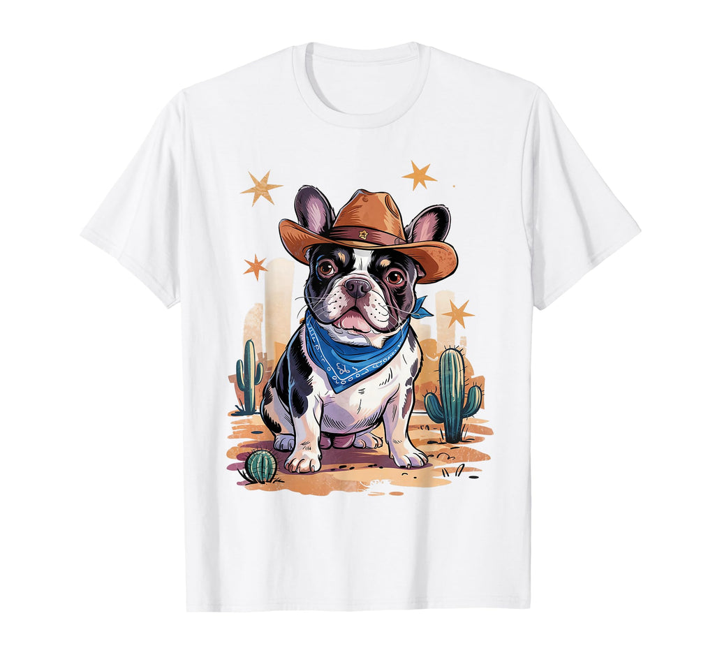 French Bulldog Cowboy Dog Western T-Shirt - Novelty Apparel Men Women - T-Shirt, Sweatshirt, Hoodie